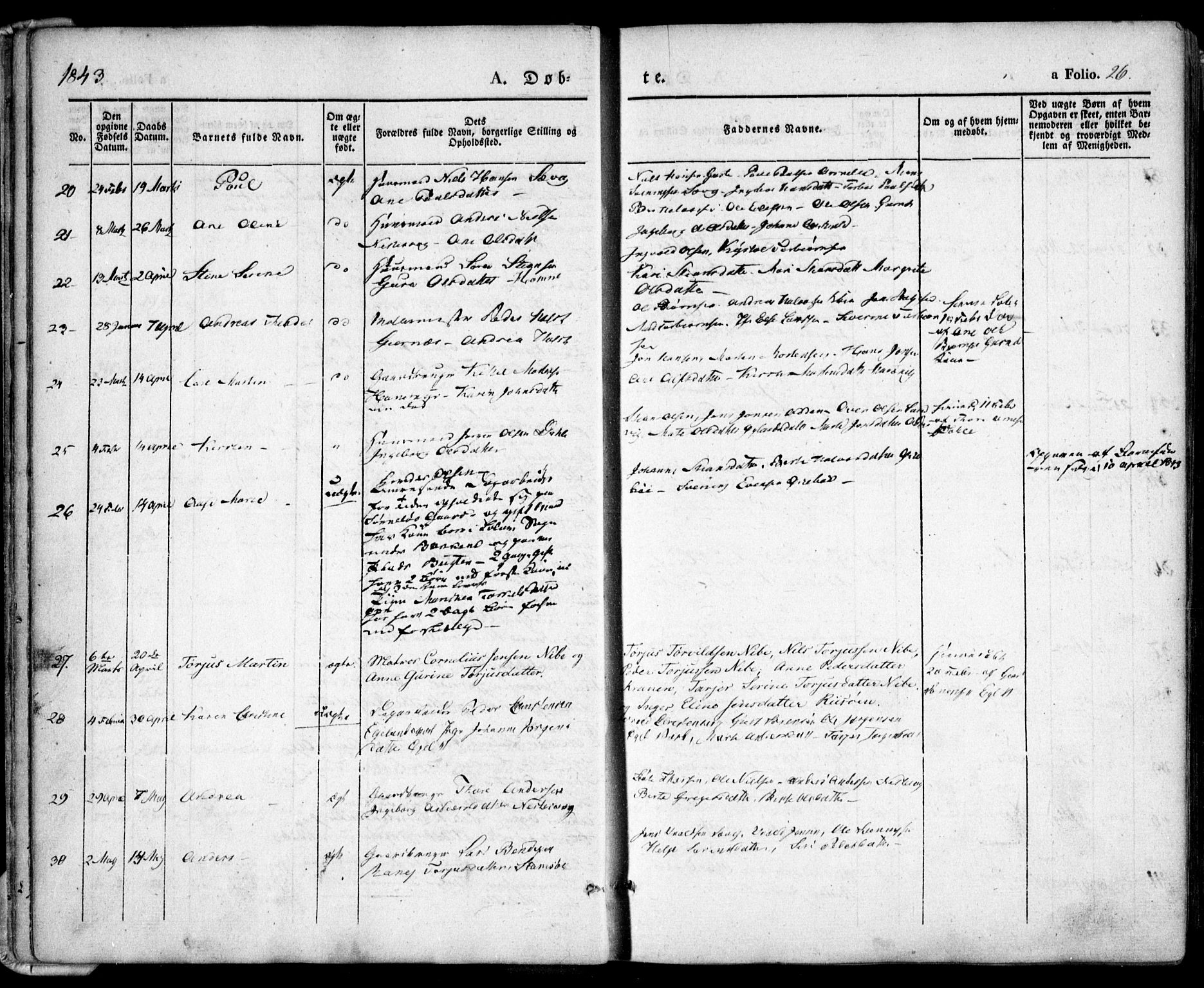 Søndeled sokneprestkontor, AV/SAK-1111-0038/F/Fa/L0002: Parish register (official) no. A 2, 1839-1860, p. 26