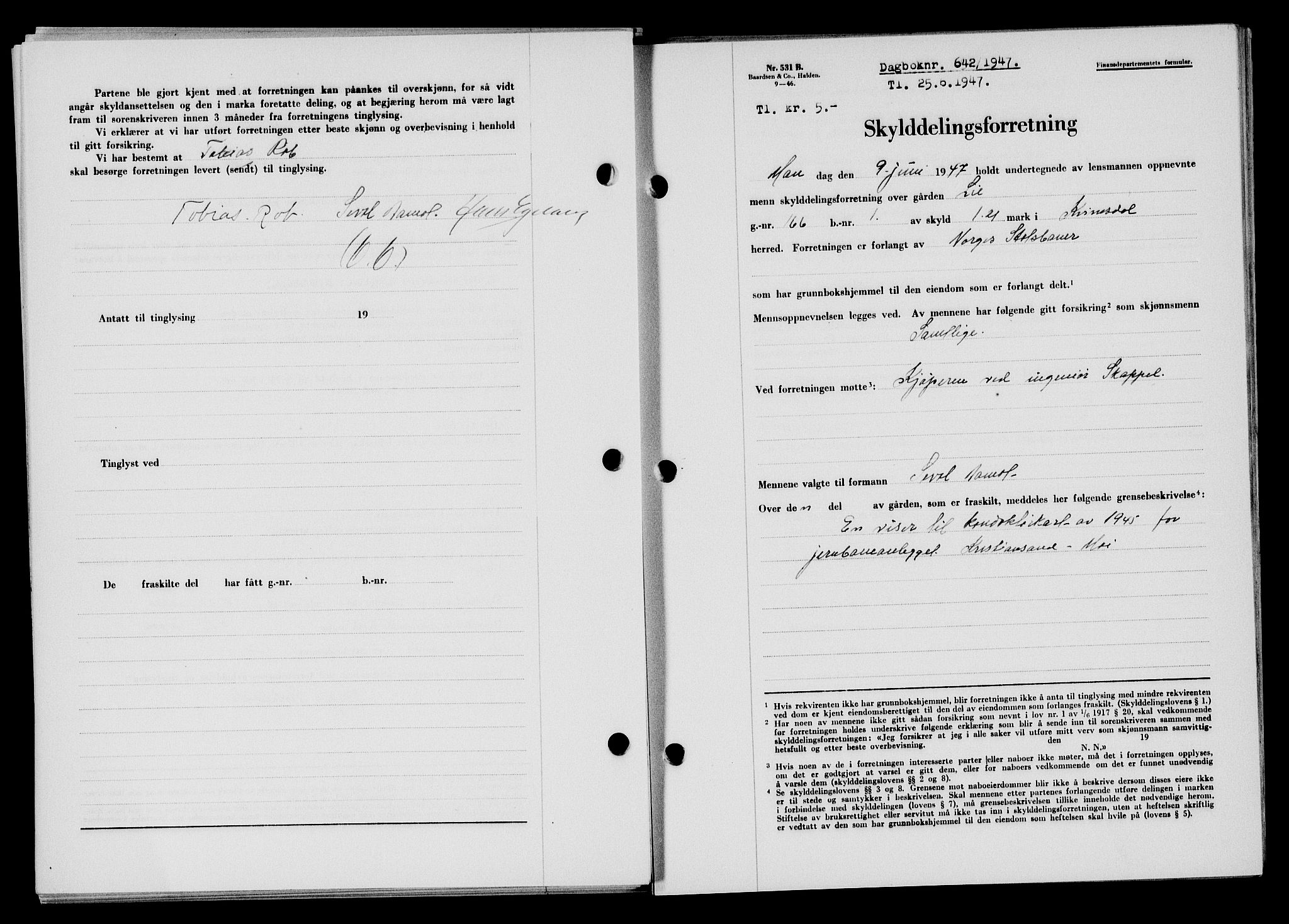 Flekkefjord sorenskriveri, SAK/1221-0001/G/Gb/Gba/L0062: Mortgage book no. A-10, 1947-1947, Diary no: : 642/1947