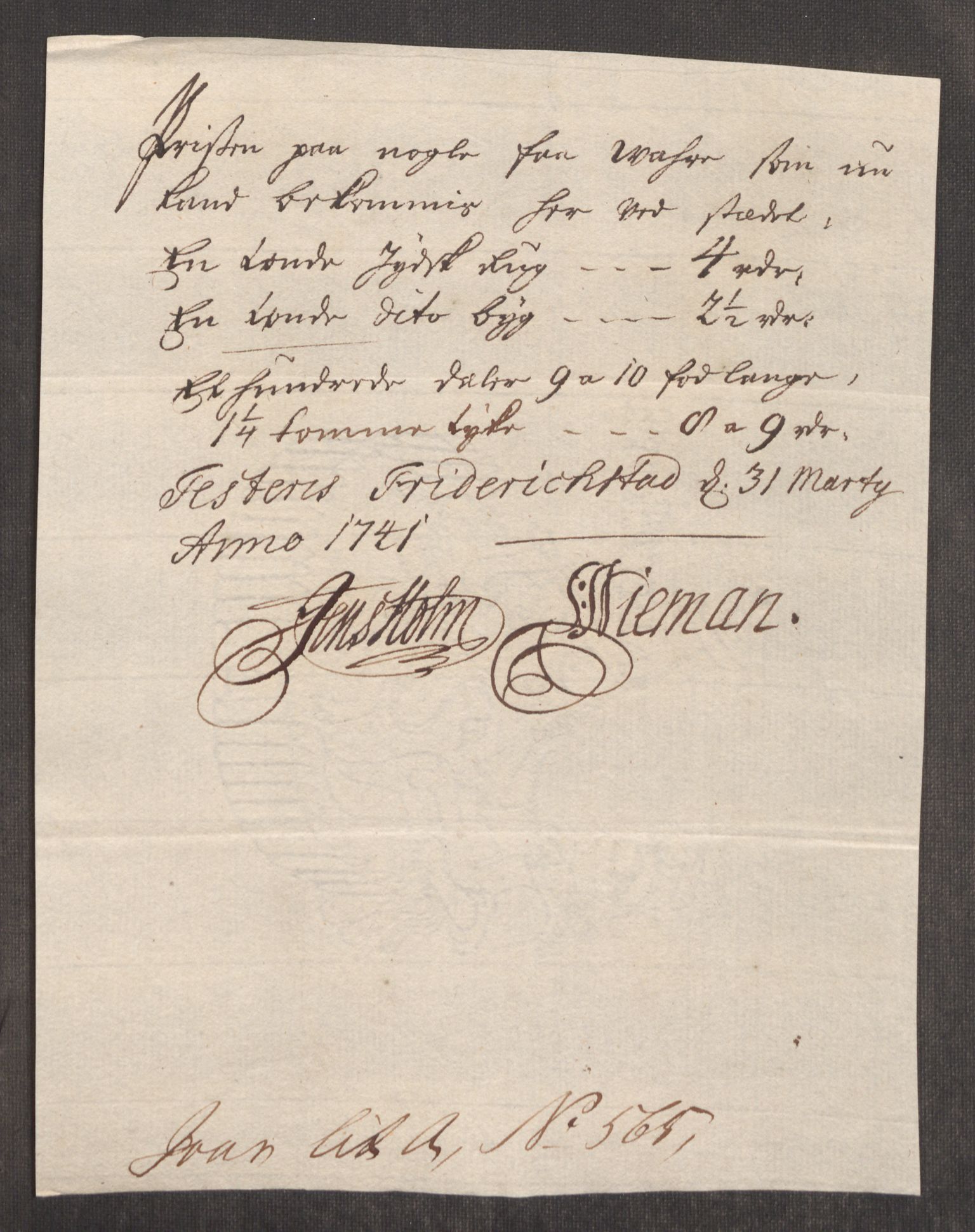 Rentekammeret inntil 1814, Realistisk ordnet avdeling, RA/EA-4070/Oe/L0002: [Ø1]: Priskuranter, 1740-1744, p. 203