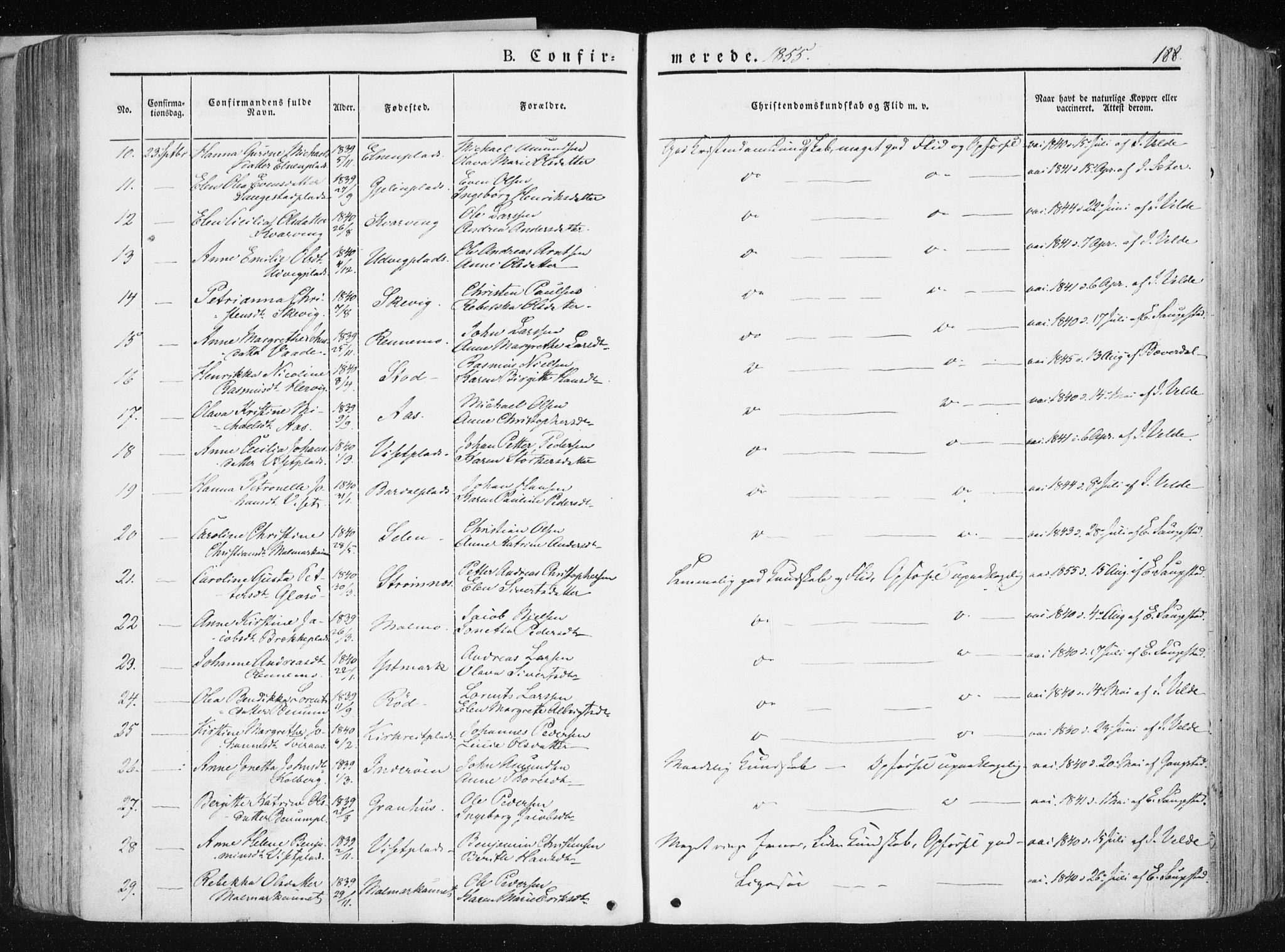 Ministerialprotokoller, klokkerbøker og fødselsregistre - Nord-Trøndelag, AV/SAT-A-1458/741/L0393: Parish register (official) no. 741A07, 1849-1863, p. 188