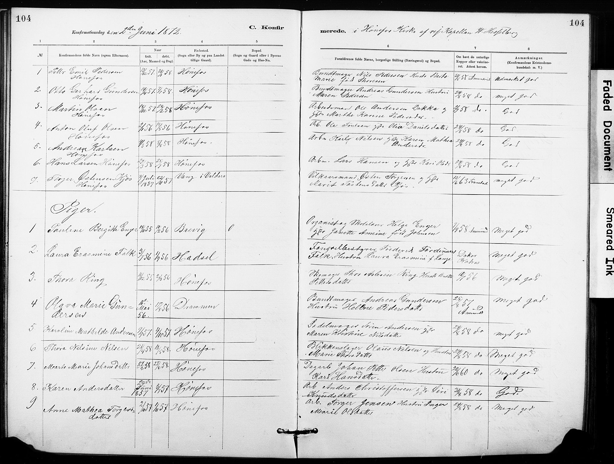 Hønefoss kirkebøker, SAKO/A-609/G/Ga/L0001: Parish register (copy) no. 1, 1870-1887, p. 104