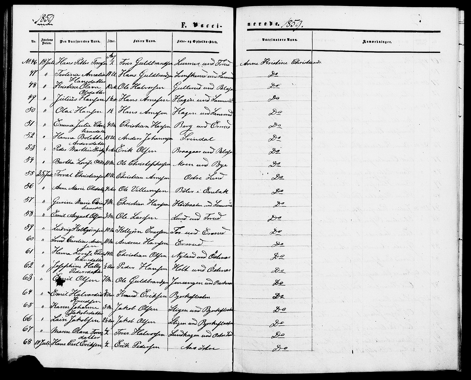 Fet prestekontor Kirkebøker, AV/SAO-A-10370a/F/Fa/L0010a: Parish register (official) no. I 10A, 1851-1859