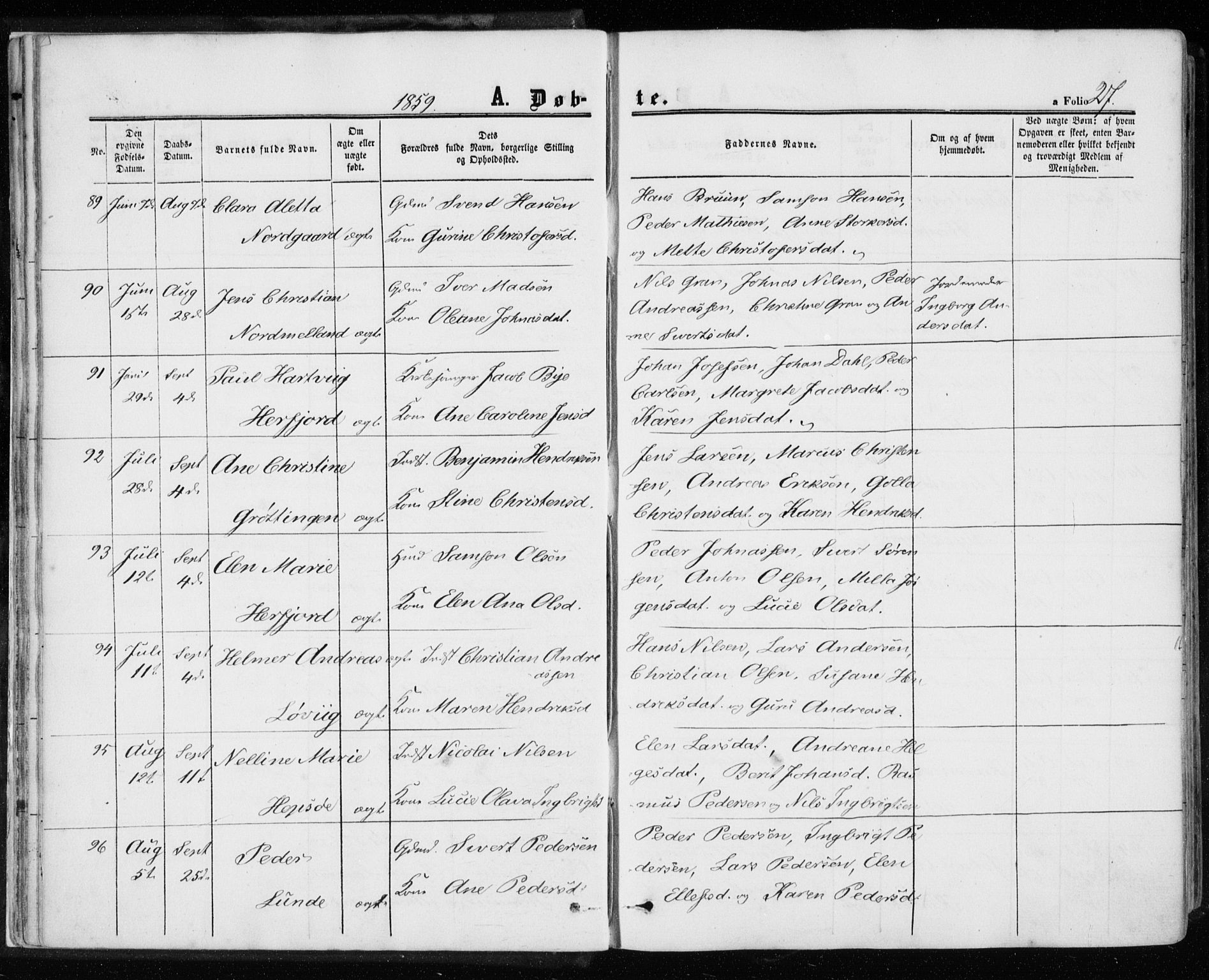 Ministerialprotokoller, klokkerbøker og fødselsregistre - Sør-Trøndelag, AV/SAT-A-1456/657/L0705: Parish register (official) no. 657A06, 1858-1867, p. 27