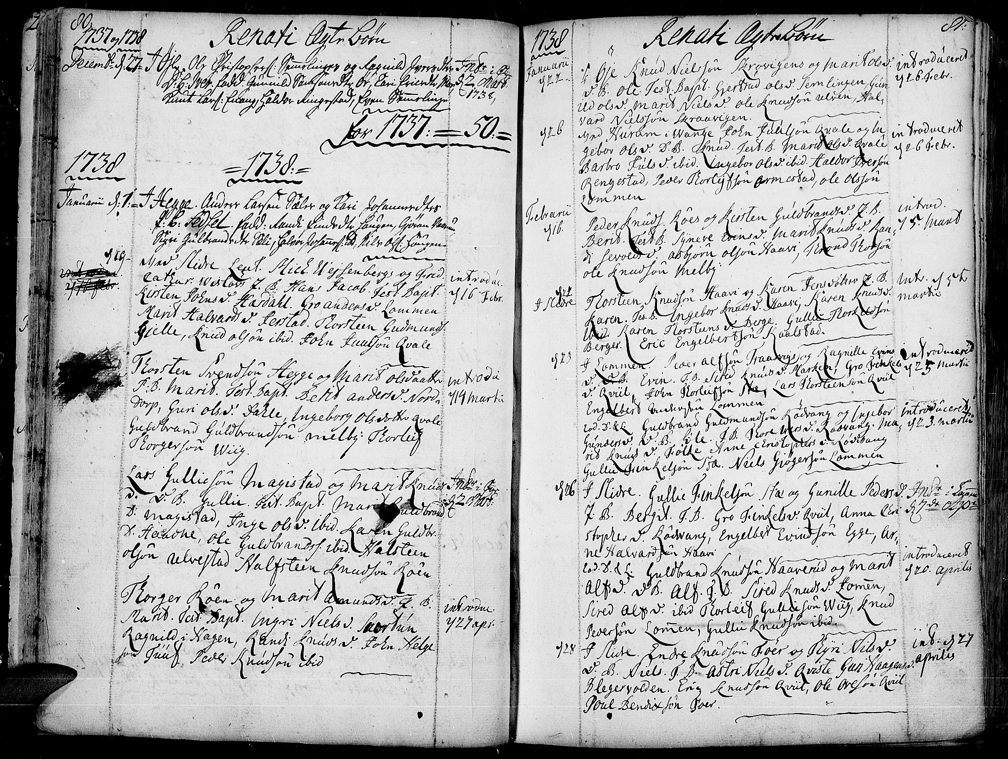 Slidre prestekontor, SAH/PREST-134/H/Ha/Haa/L0001: Parish register (official) no. 1, 1724-1814, p. 80-81