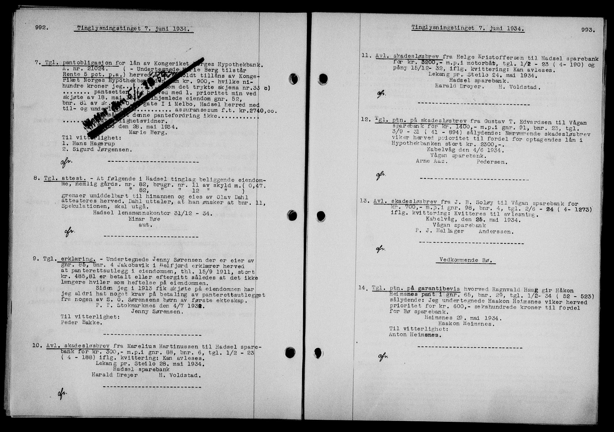 Vesterålen sorenskriveri, SAT/A-4180/1/2/2Ca/L0059: Mortgage book no. 52, 1933-1934, Deed date: 07.06.1934