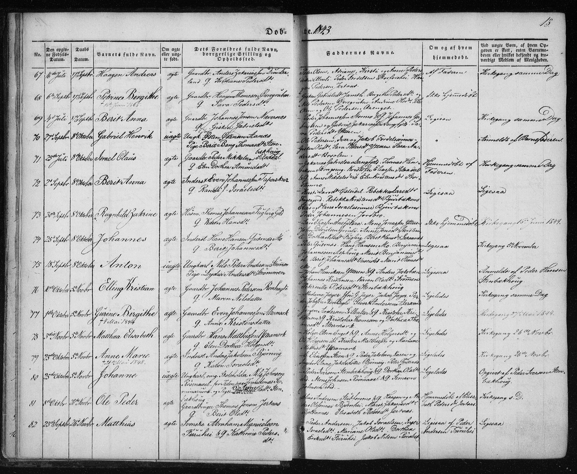 Ministerialprotokoller, klokkerbøker og fødselsregistre - Nordland, SAT/A-1459/827/L0391: Parish register (official) no. 827A03, 1842-1852, p. 13