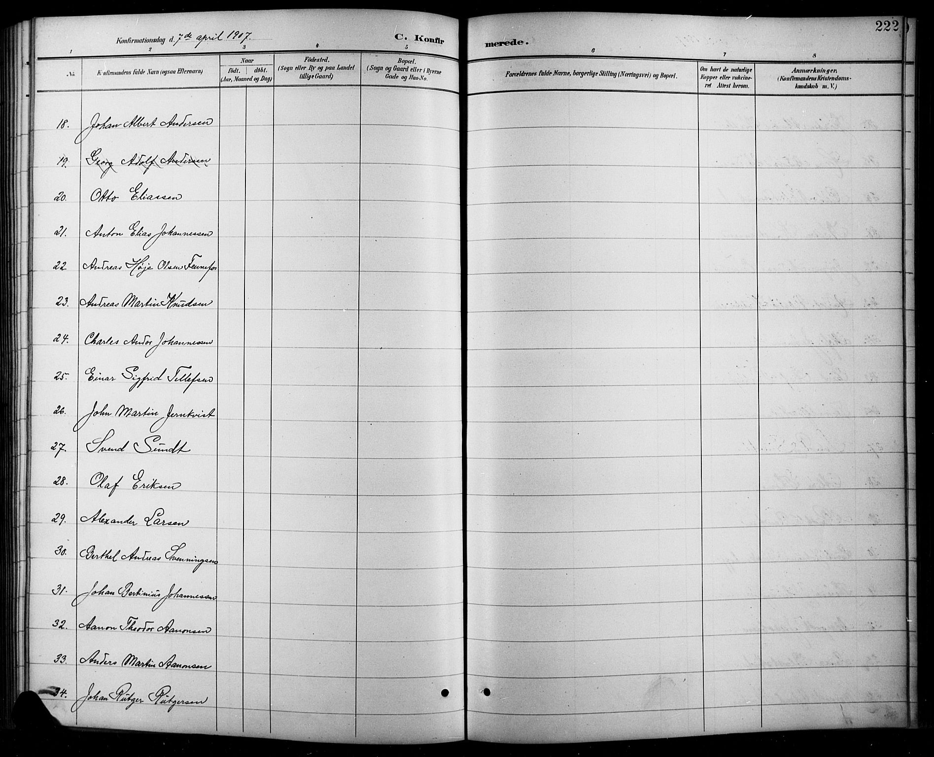 Arendal sokneprestkontor, Trefoldighet, SAK/1111-0040/F/Fb/L0006: Parish register (copy) no. B 6, 1889-1916, p. 222
