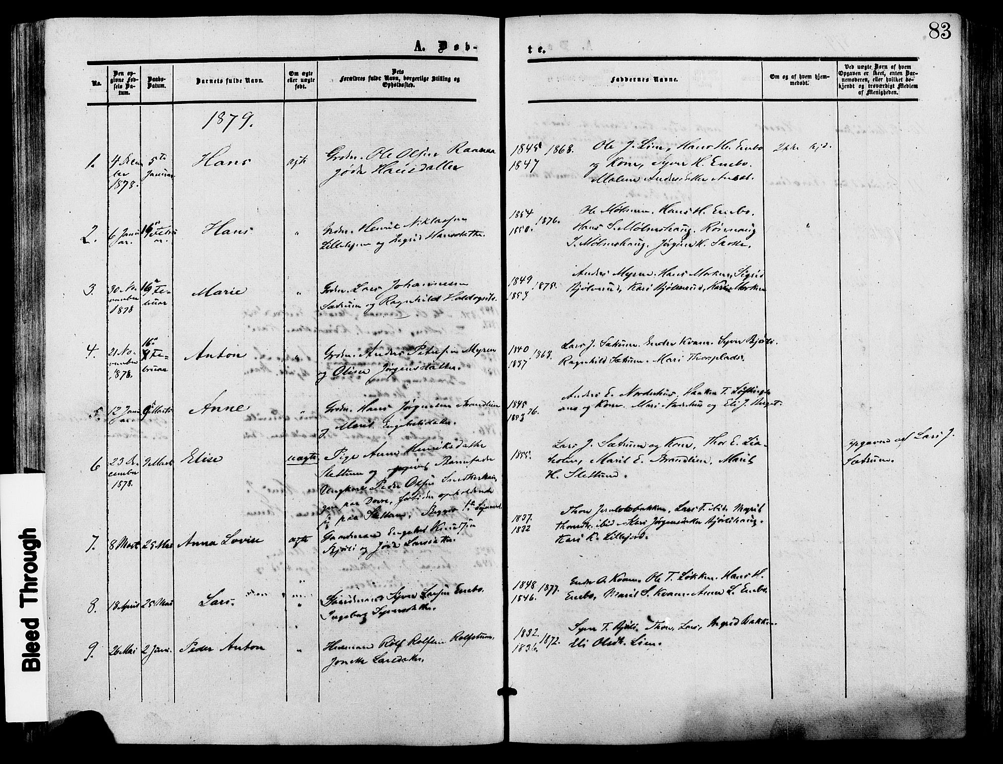 Lesja prestekontor, SAH/PREST-068/H/Ha/Haa/L0009: Parish register (official) no. 9, 1854-1889, p. 83