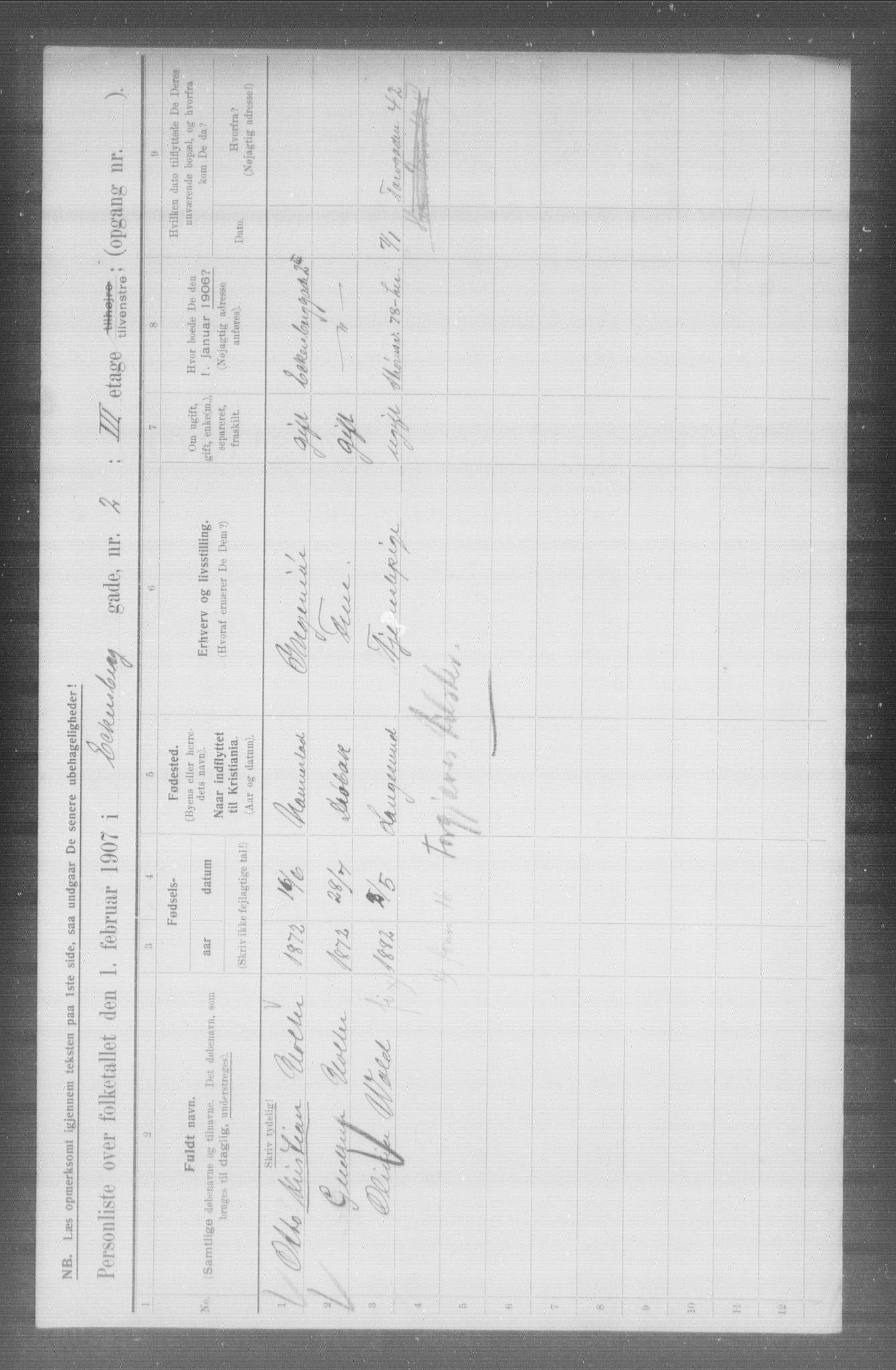 OBA, Municipal Census 1907 for Kristiania, 1907, p. 9268