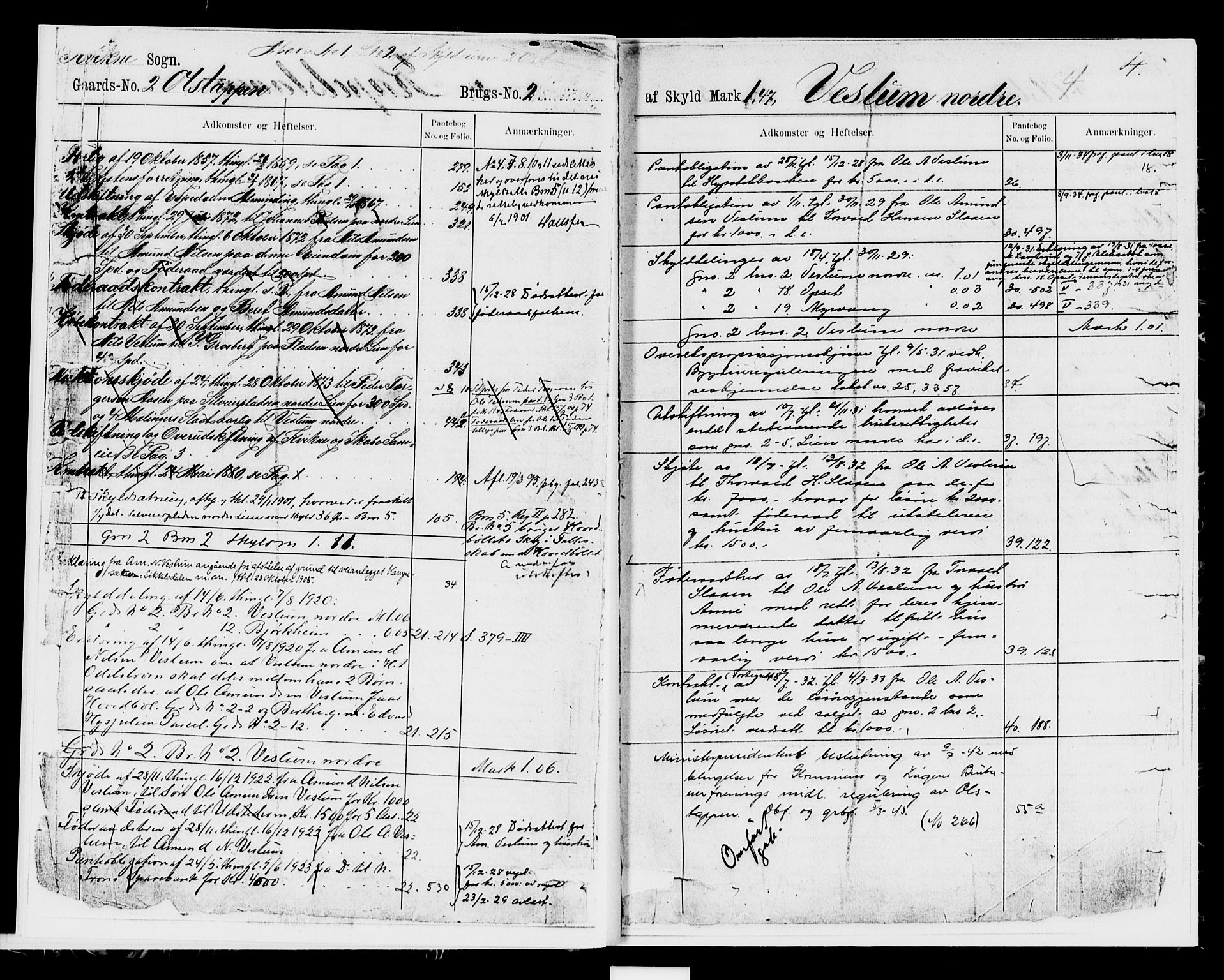 Nord-Gudbrandsdal tingrett, SAH/TING-002/H/Ha/Had/L0012: Mortgage register no. 12, 1889-1950, p. 4