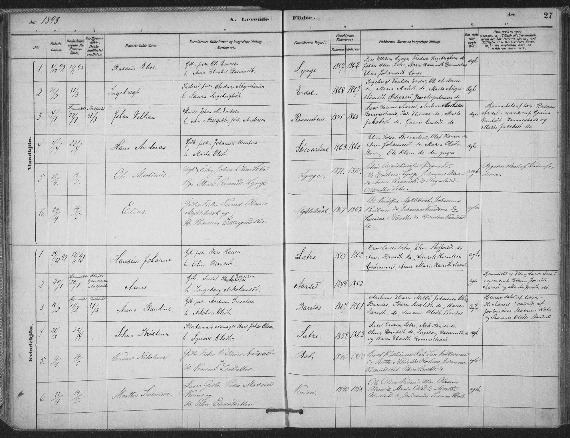 Ministerialprotokoller, klokkerbøker og fødselsregistre - Møre og Romsdal, SAT/A-1454/514/L0199: Parish register (official) no. 514A01, 1878-1912, p. 27