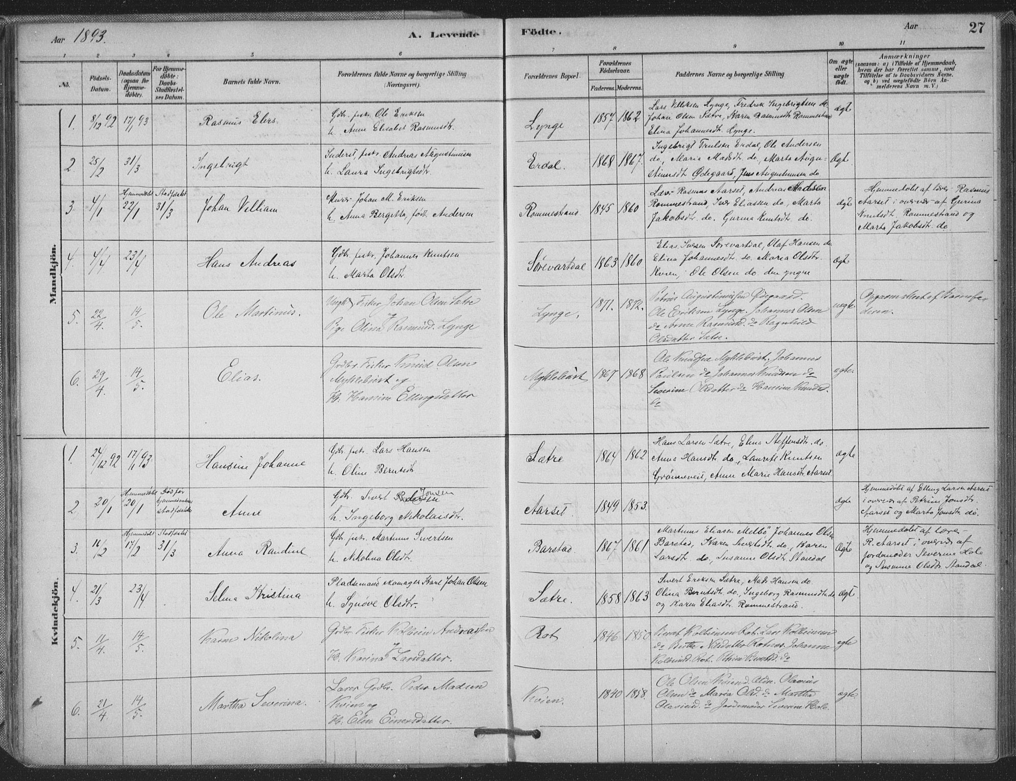 Ministerialprotokoller, klokkerbøker og fødselsregistre - Møre og Romsdal, AV/SAT-A-1454/514/L0199: Parish register (official) no. 514A01, 1878-1912, p. 27