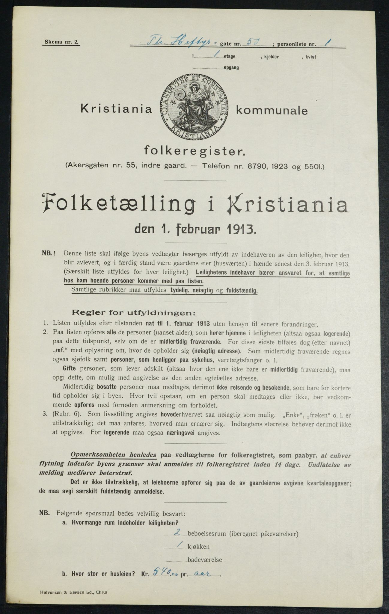 OBA, Municipal Census 1913 for Kristiania, 1913, p. 109250