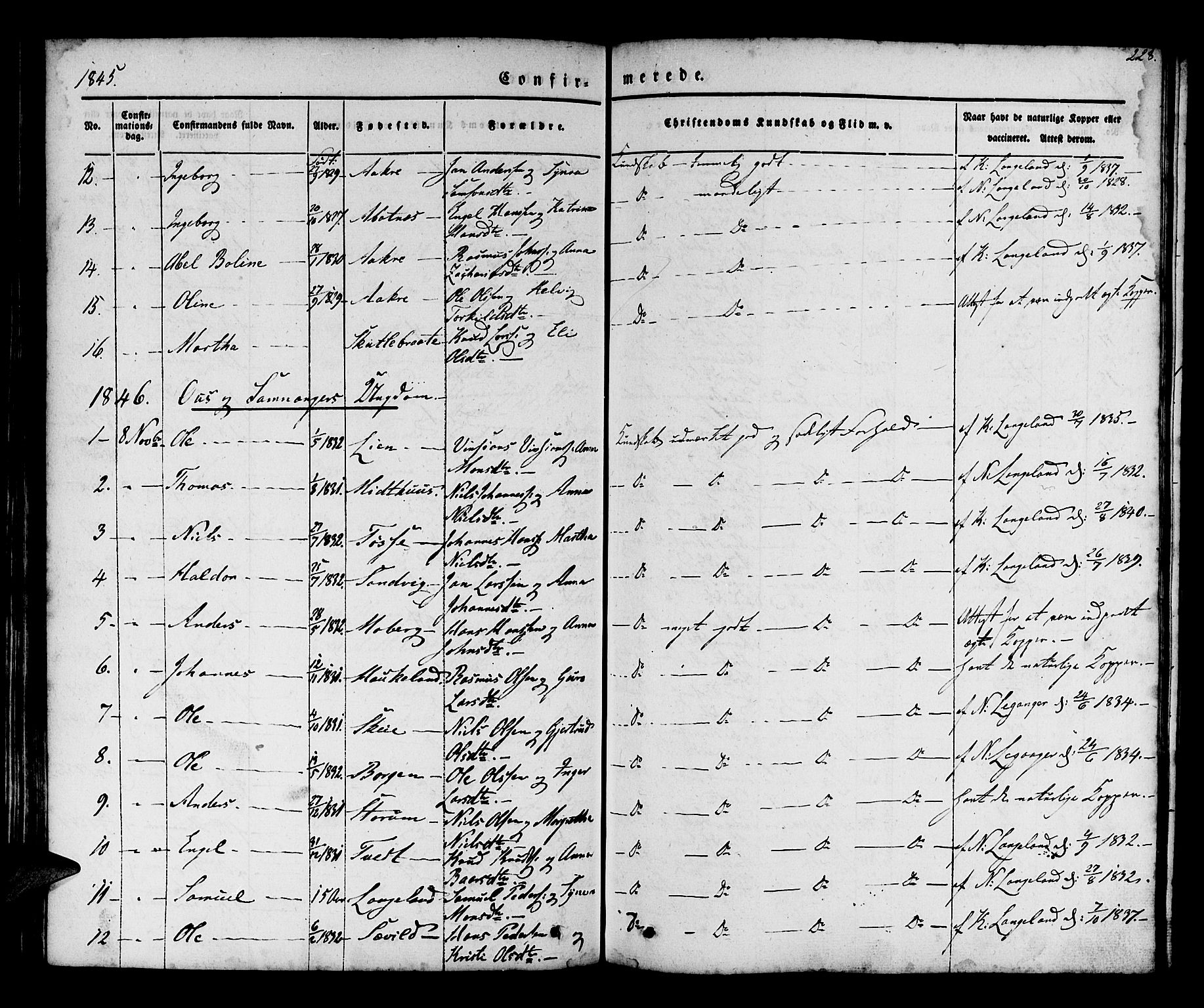 Os sokneprestembete, SAB/A-99929: Parish register (official) no. A 15, 1839-1851, p. 228