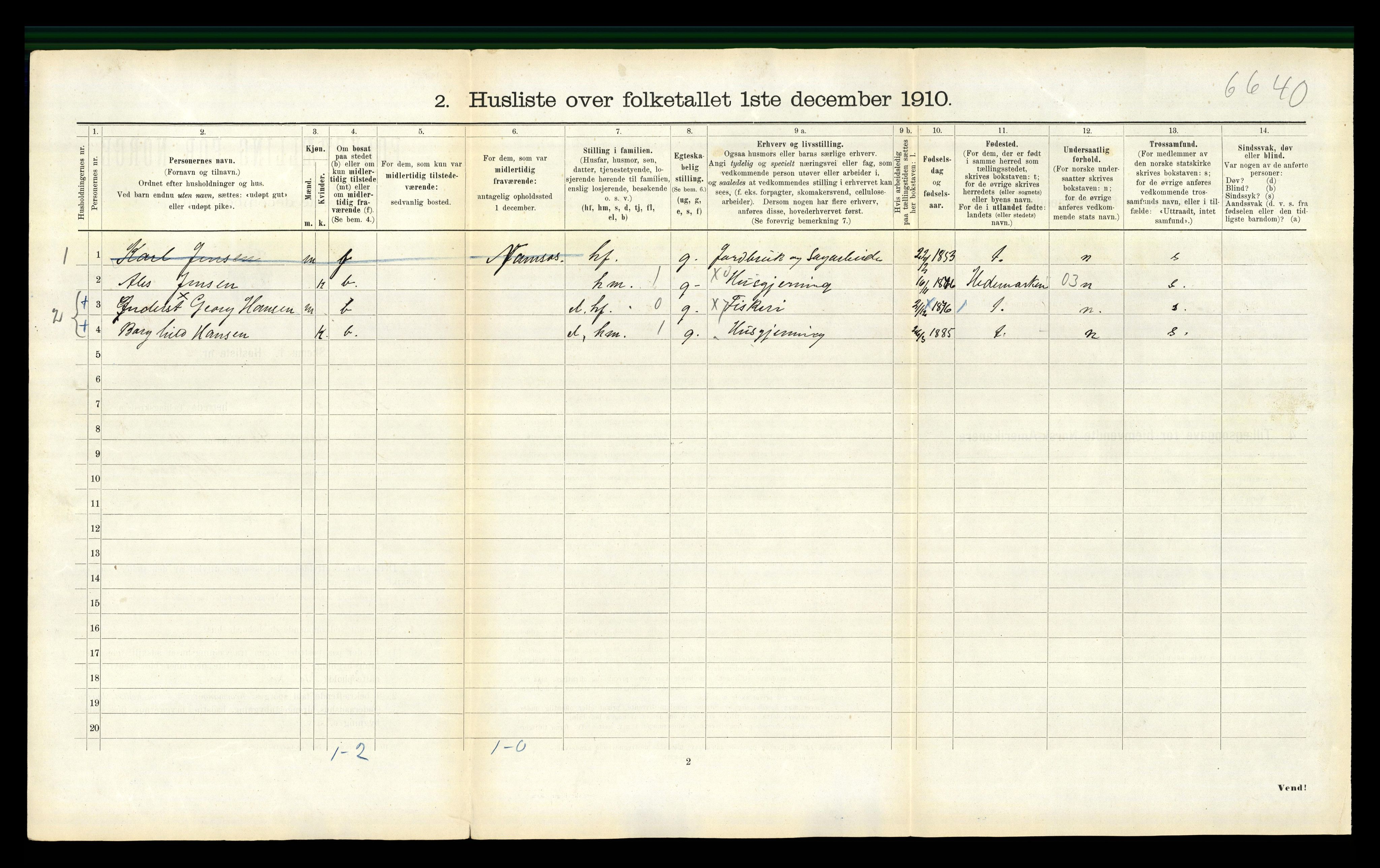 RA, 1910 census for Fosnes, 1910, p. 168