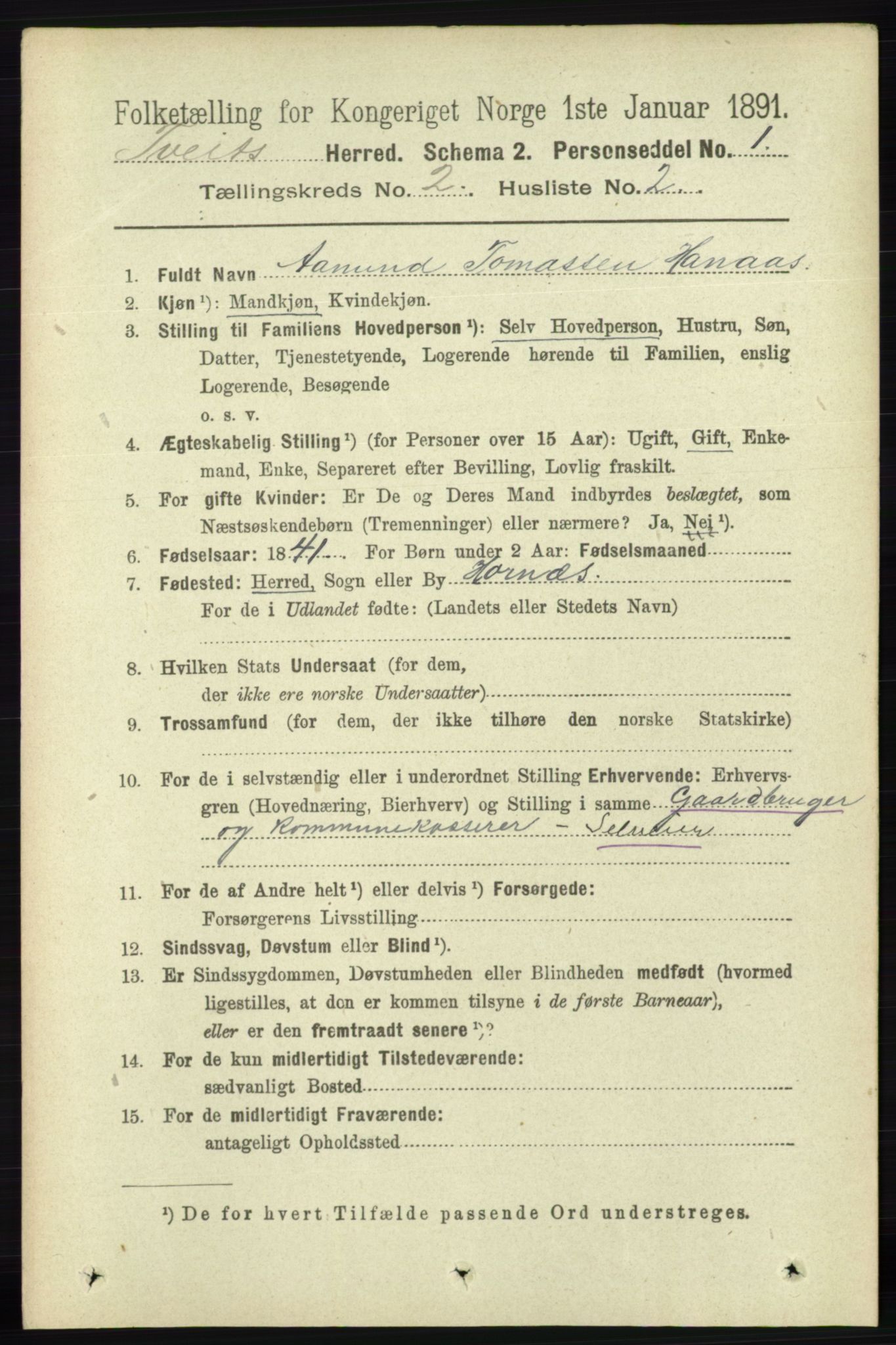 RA, 1891 census for 1013 Tveit, 1891, p. 527