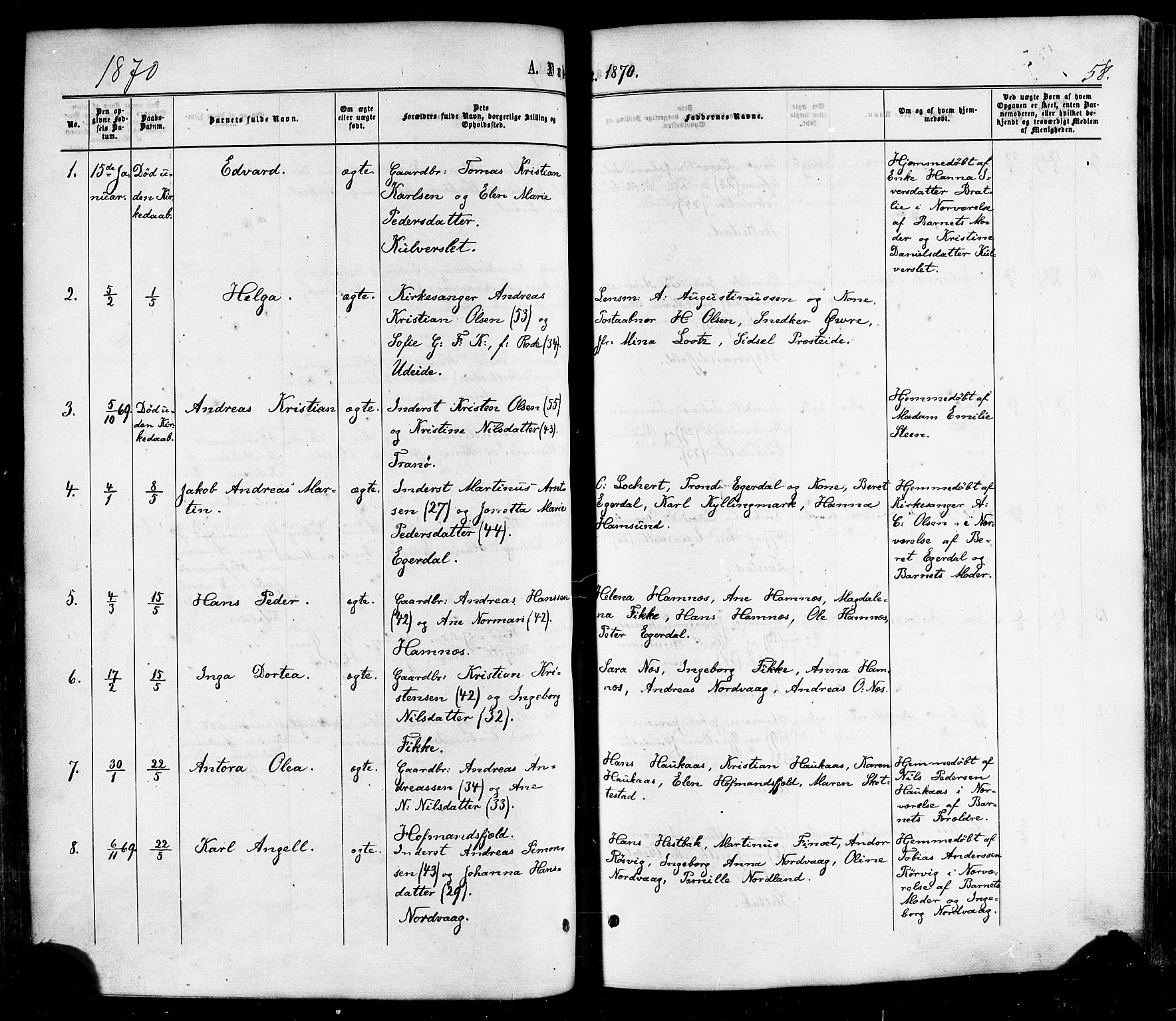 Ministerialprotokoller, klokkerbøker og fødselsregistre - Nordland, SAT/A-1459/859/L0845: Parish register (official) no. 859A05, 1863-1877, p. 58