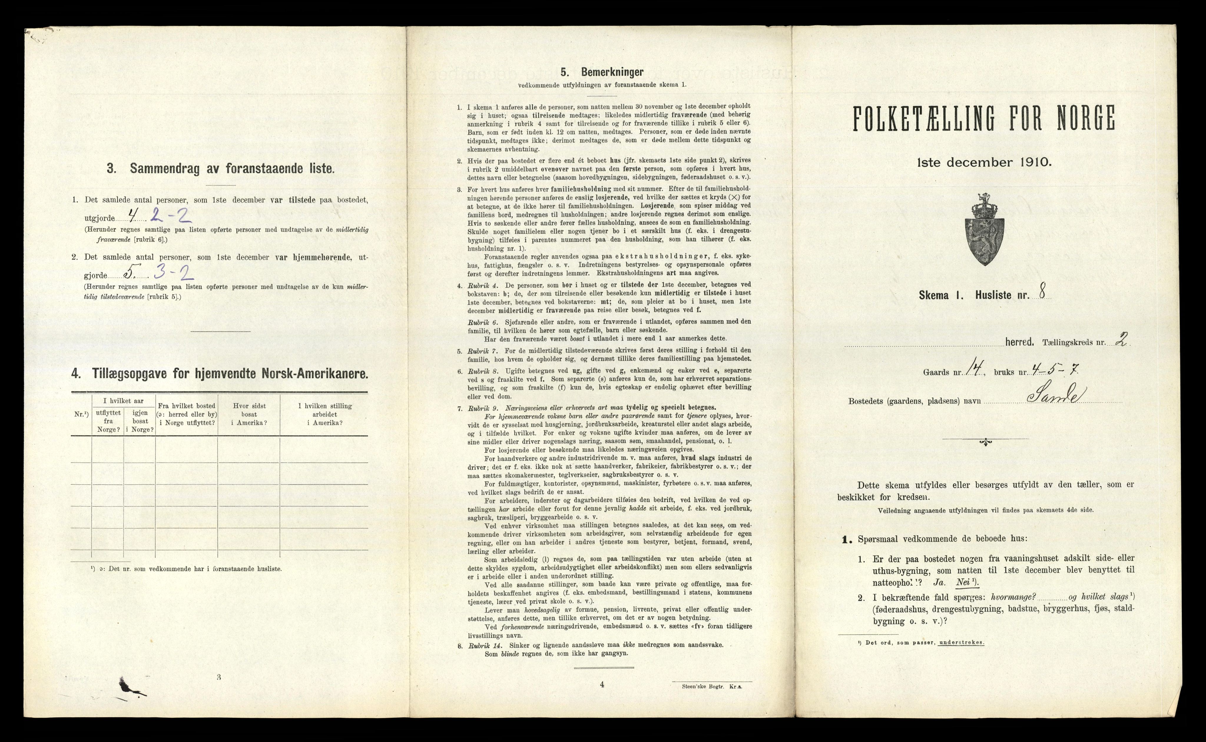 RA, 1910 census for Feda, 1910, p. 103