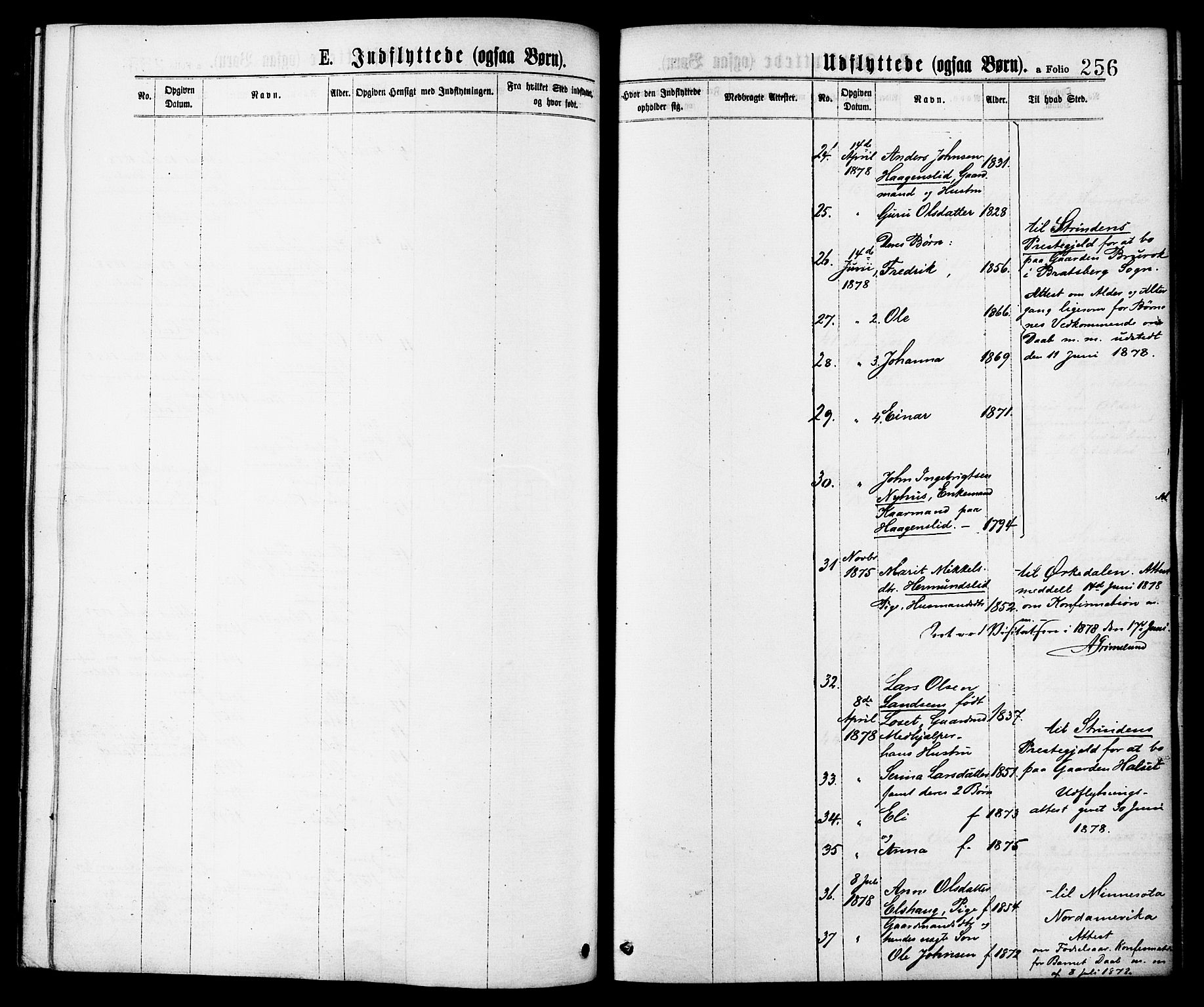 Ministerialprotokoller, klokkerbøker og fødselsregistre - Møre og Romsdal, AV/SAT-A-1454/598/L1068: Parish register (official) no. 598A02, 1872-1881, p. 256