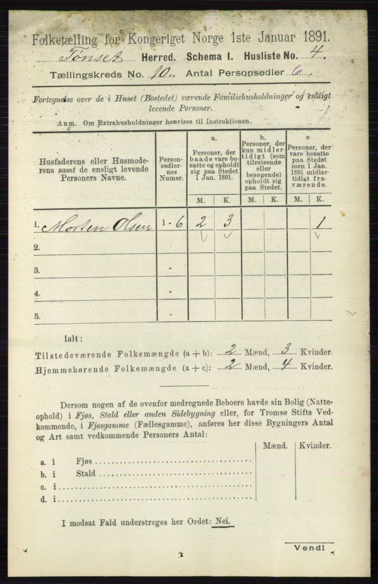 RA, 1891 census for 0437 Tynset, 1891, p. 2813