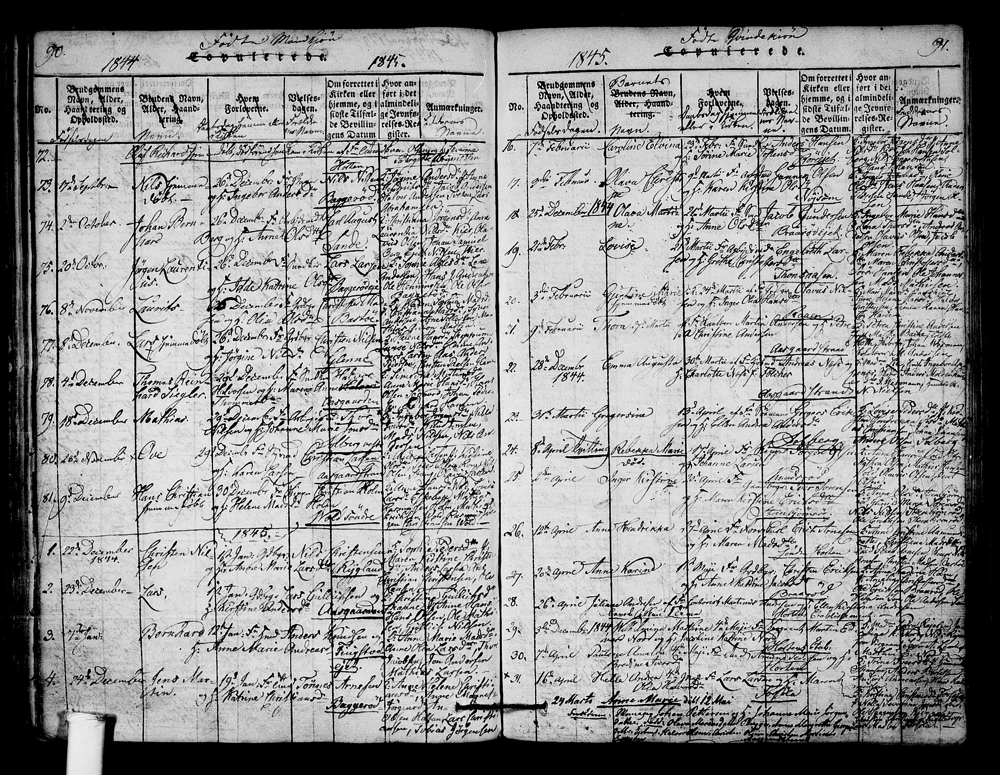 Borre kirkebøker, SAKO/A-338/F/Fa/L0004: Parish register (official) no. I 4, 1815-1845, p. 90-91