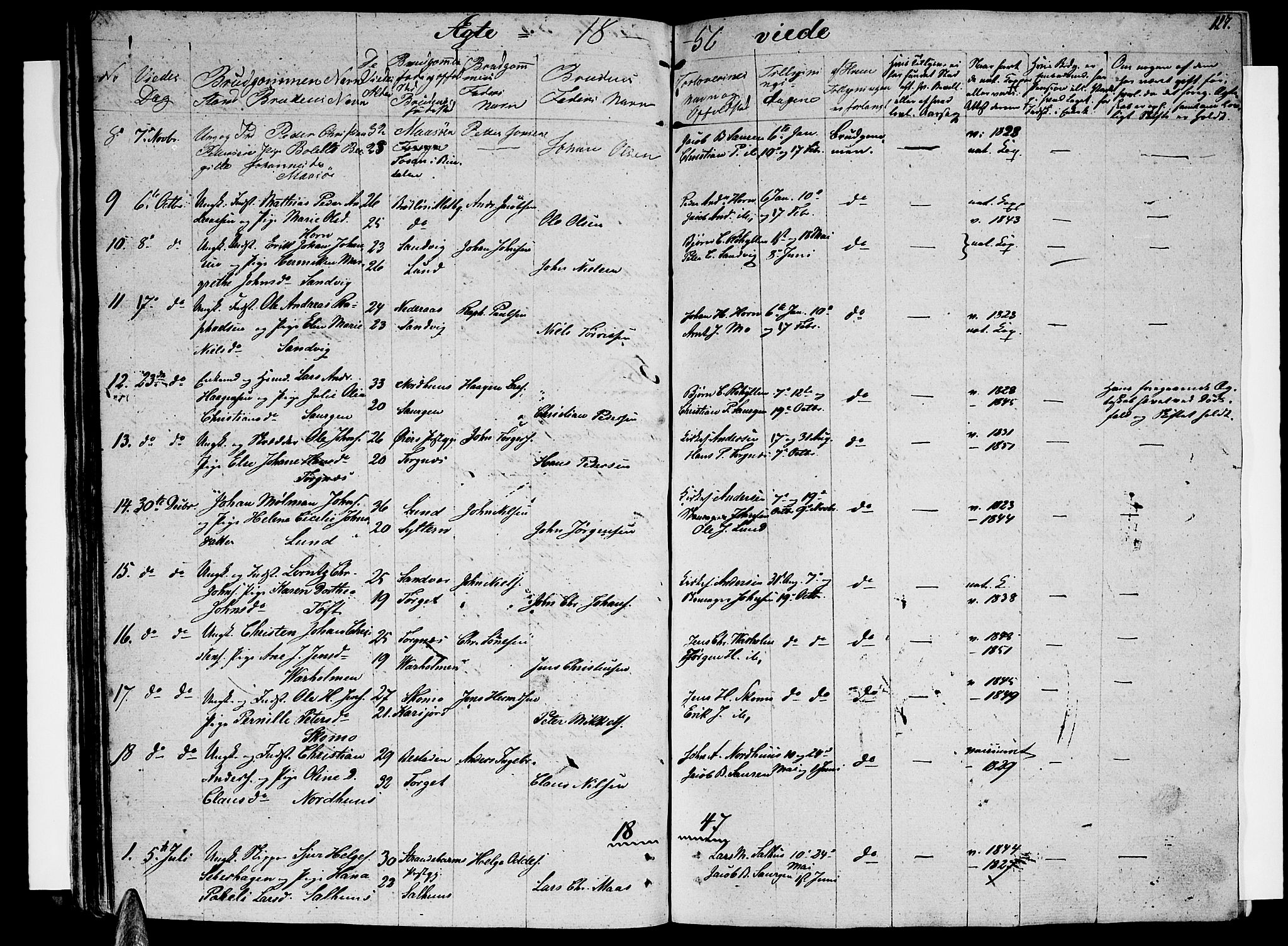 Ministerialprotokoller, klokkerbøker og fødselsregistre - Nordland, SAT/A-1459/813/L0211: Parish register (copy) no. 813C03, 1842-1863, p. 127