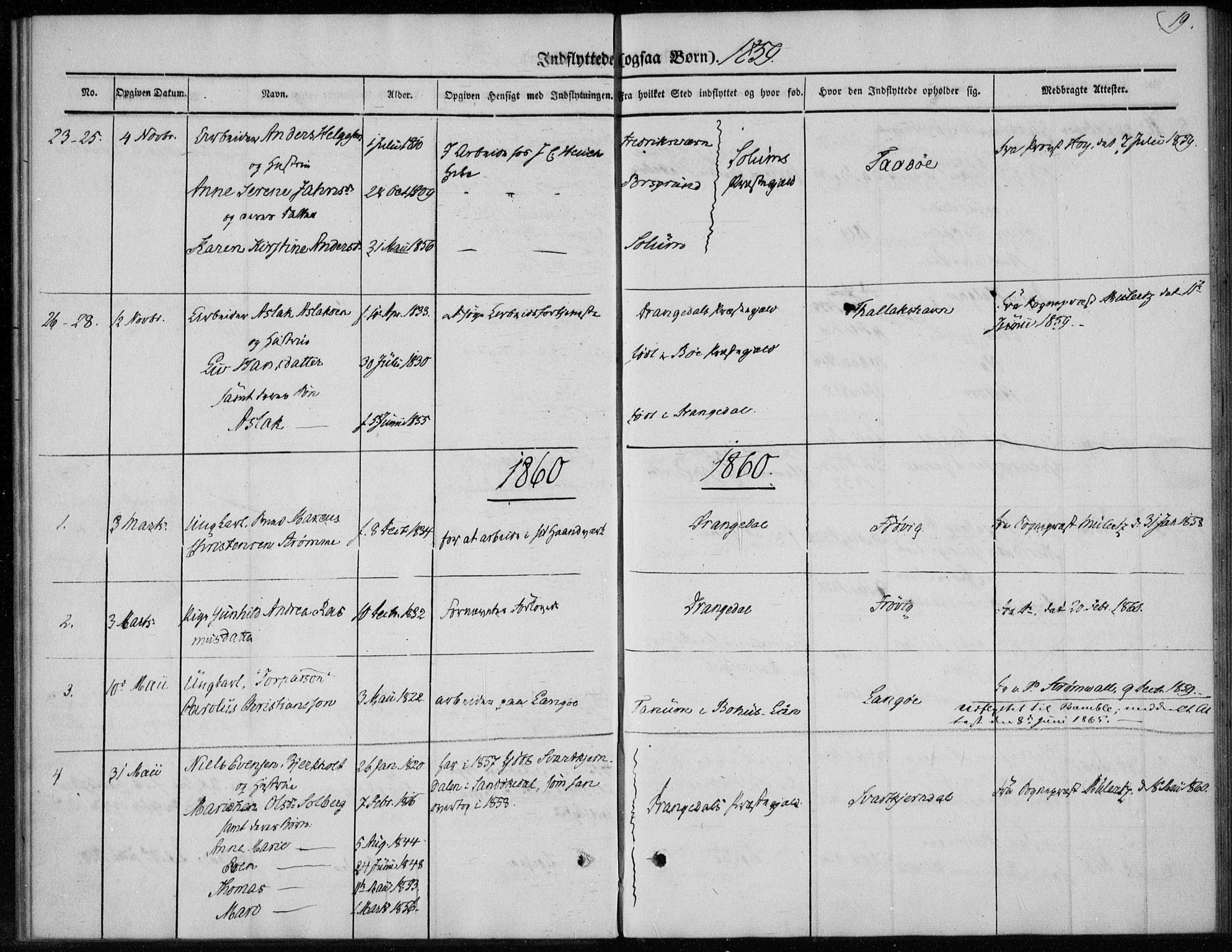 Sannidal kirkebøker, SAKO/A-296/F/Fa/L0013: Parish register (official) no. 13, 1854-1873, p. 19