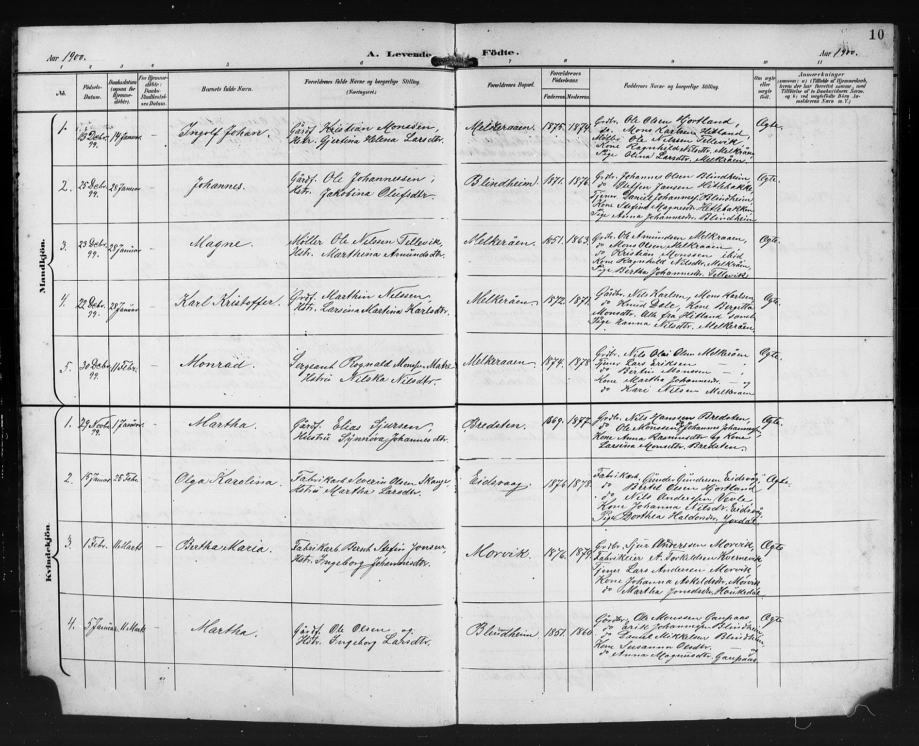 Åsane sokneprestembete, SAB/A-79401/H/Hab: Parish register (copy) no. A 3, 1899-1915, p. 10