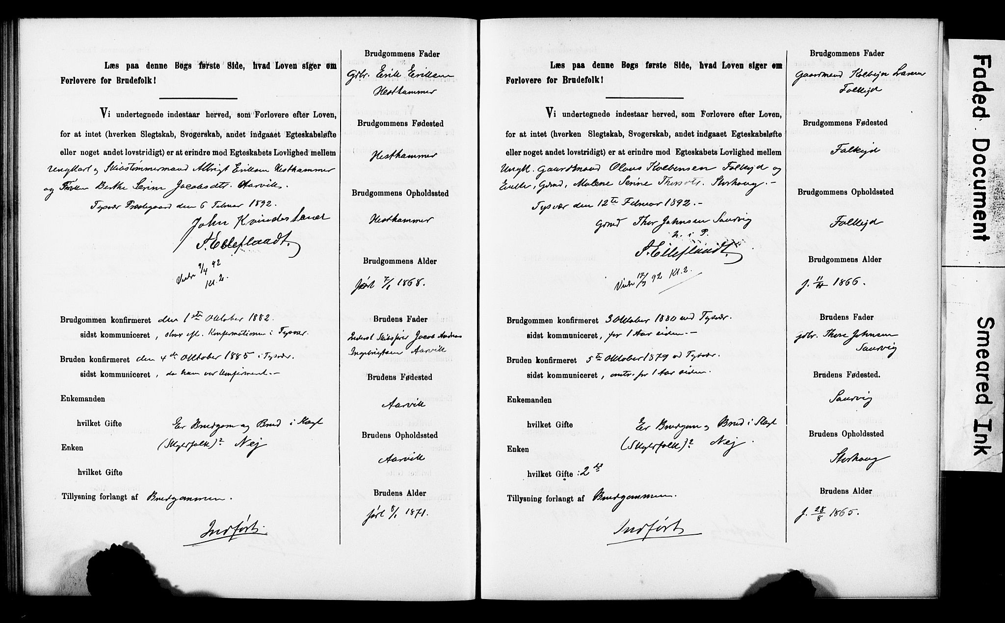 Tysvær sokneprestkontor, SAST/A -101864/I/Ie/L0001: Banns register no. IX, 1886-1901