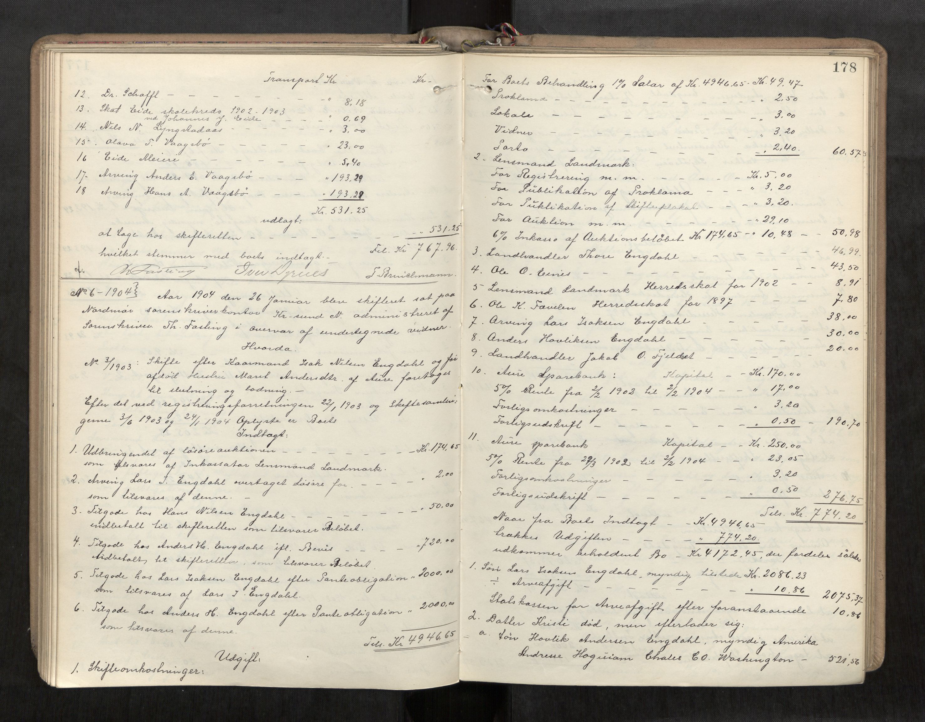 Nordmøre sorenskriveri, AV/SAT-A-4132/1/3/3A/L0043: Utlodningsprotokoll nr. 12, 1901-1905, p. 178