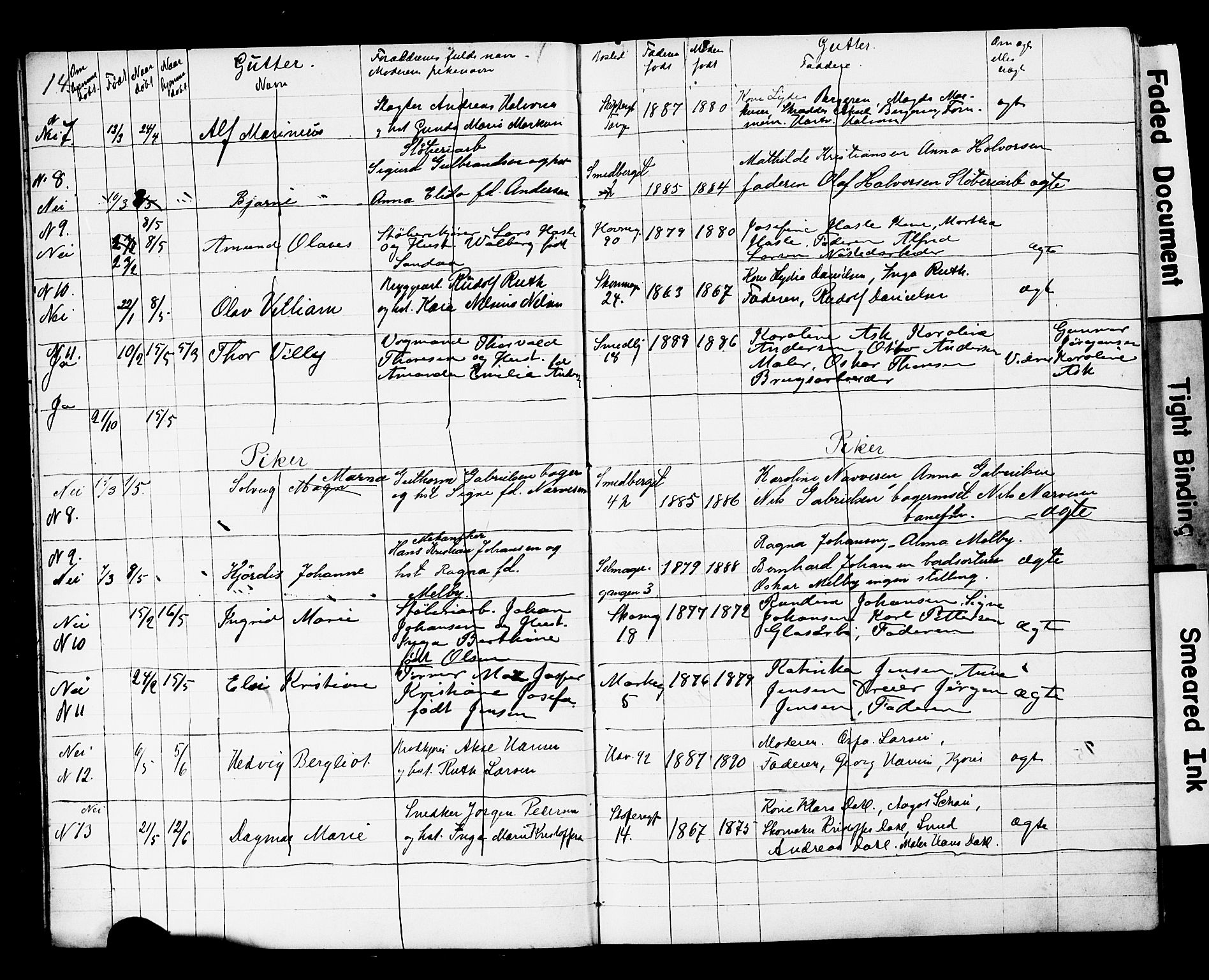 Strømsø kirkebøker, AV/SAKO-A-246/Y/Yb/L0002: Parish register draft no. II 2, 1907-1915, p. 14