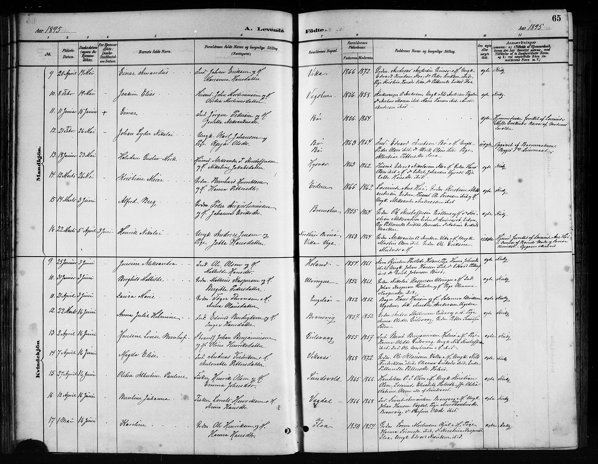 Ministerialprotokoller, klokkerbøker og fødselsregistre - Nordland, AV/SAT-A-1459/816/L0253: Parish register (copy) no. 816C03, 1886-1905, p. 65