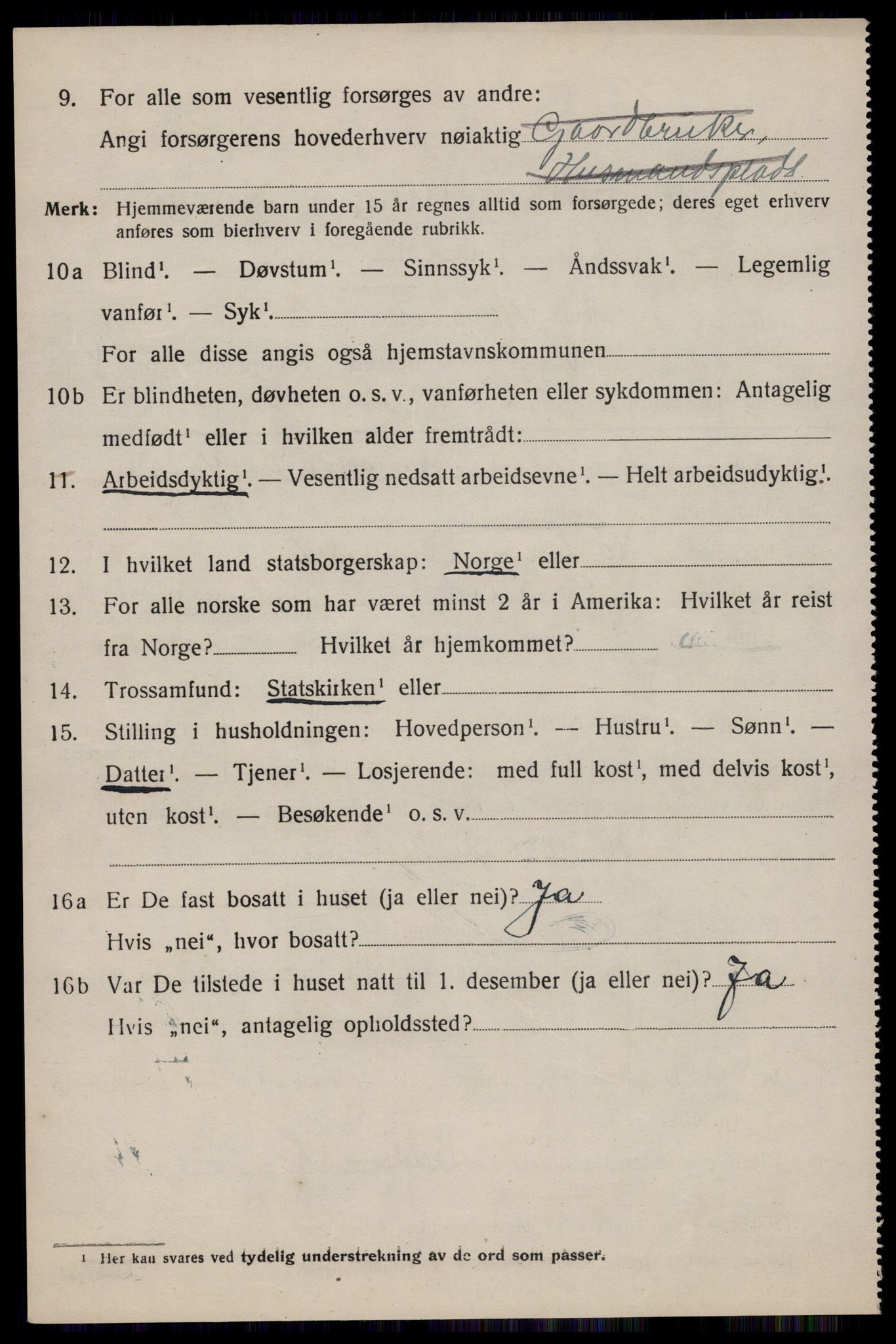 SAST, 1920 census for Suldal, 1920, p. 2139