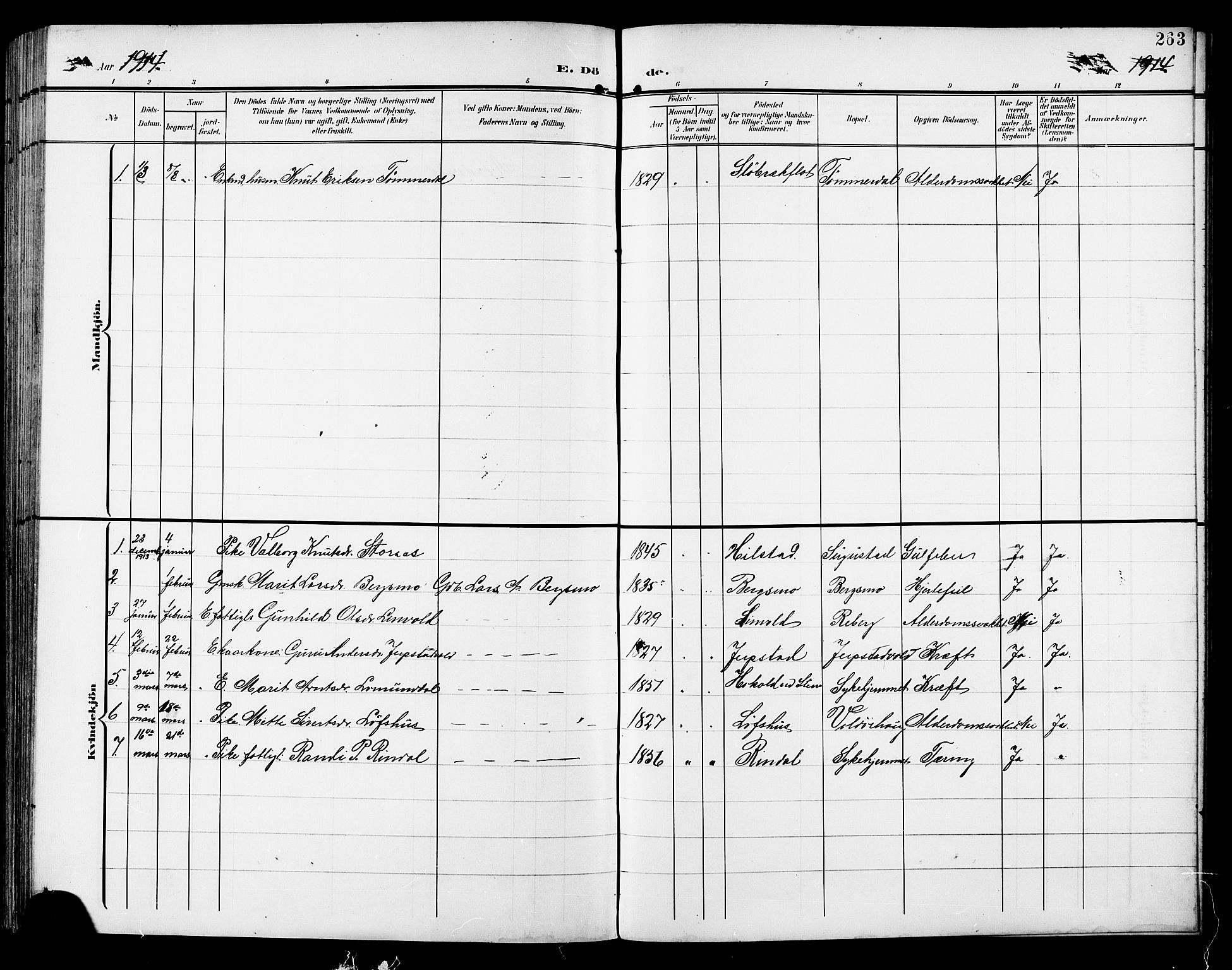 Ministerialprotokoller, klokkerbøker og fødselsregistre - Sør-Trøndelag, SAT/A-1456/672/L0864: Parish register (copy) no. 672C03, 1902-1914, p. 263