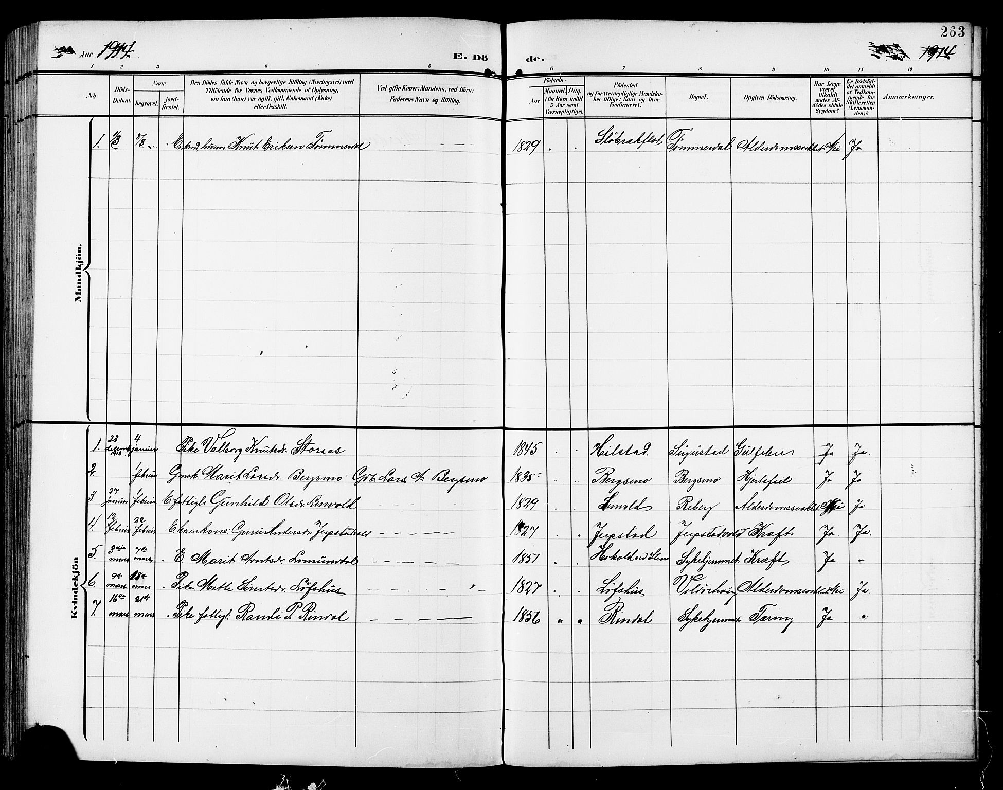 Ministerialprotokoller, klokkerbøker og fødselsregistre - Sør-Trøndelag, AV/SAT-A-1456/672/L0864: Parish register (copy) no. 672C03, 1902-1914, p. 263