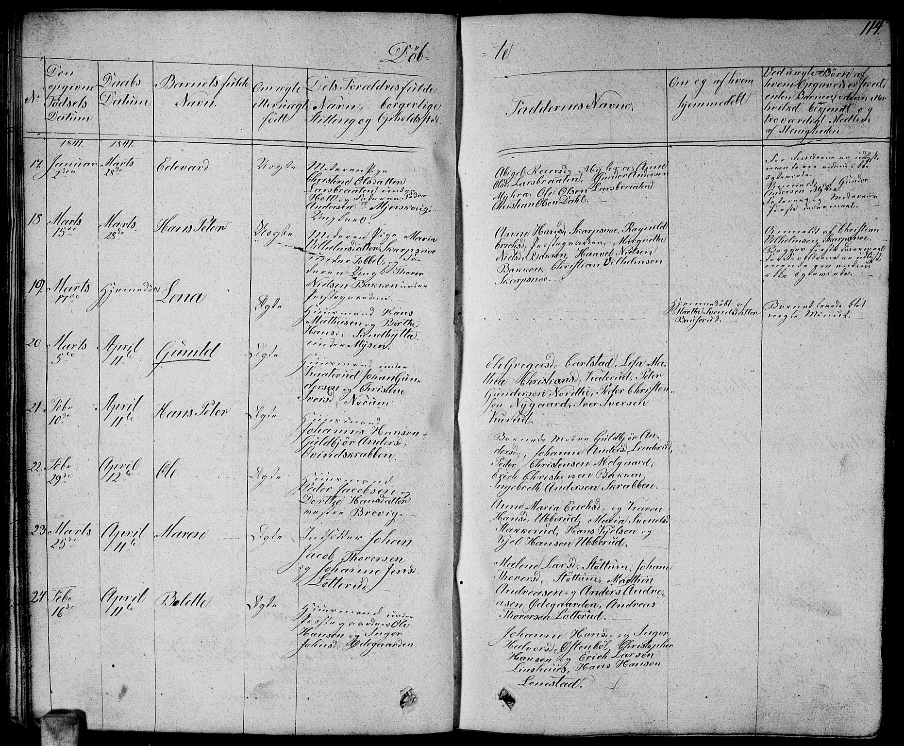 Enebakk prestekontor Kirkebøker, SAO/A-10171c/G/Ga/L0003: Parish register (copy) no. I 3, 1833-1849, p. 114