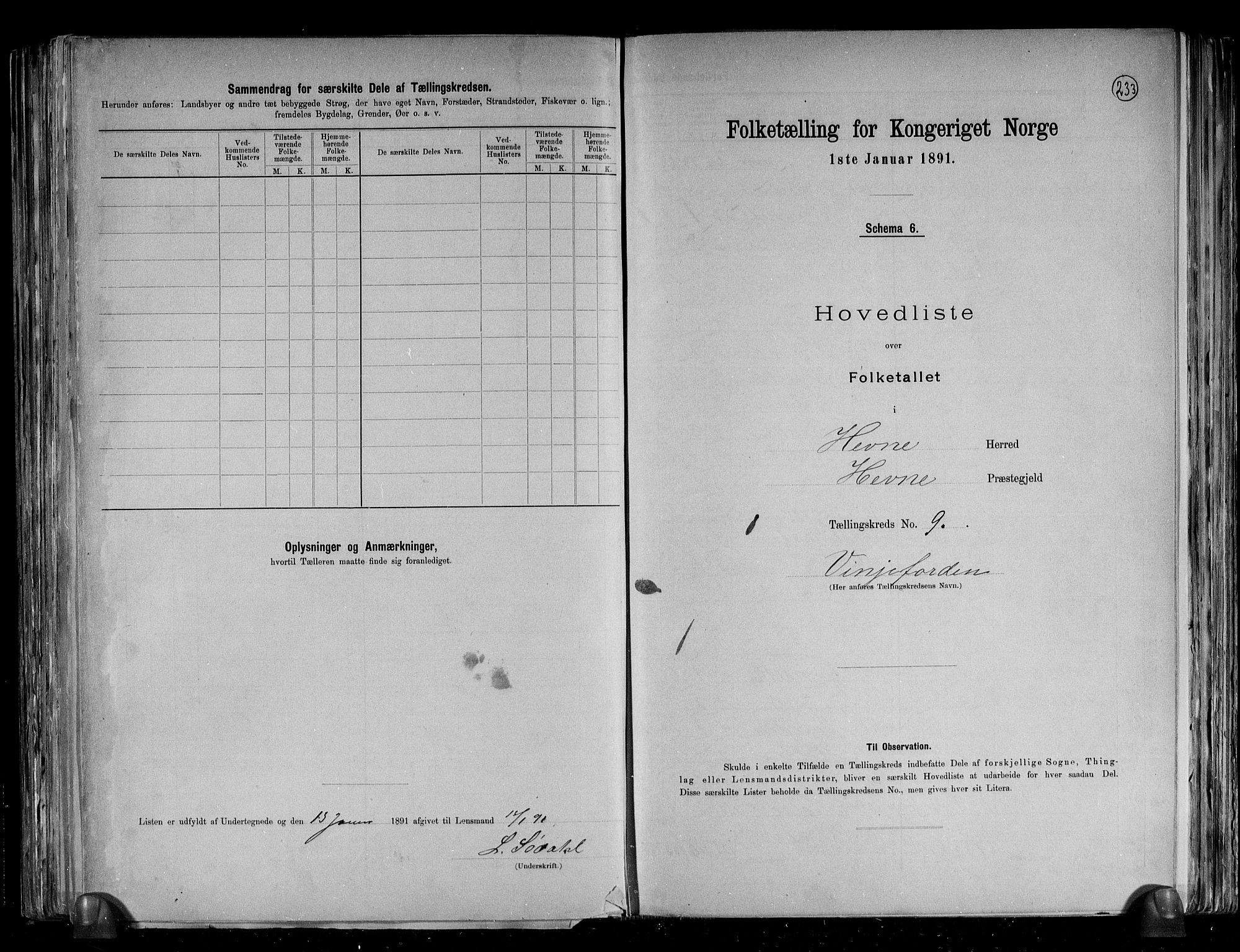 RA, 1891 census for 1612 Hemne, 1891, p. 33