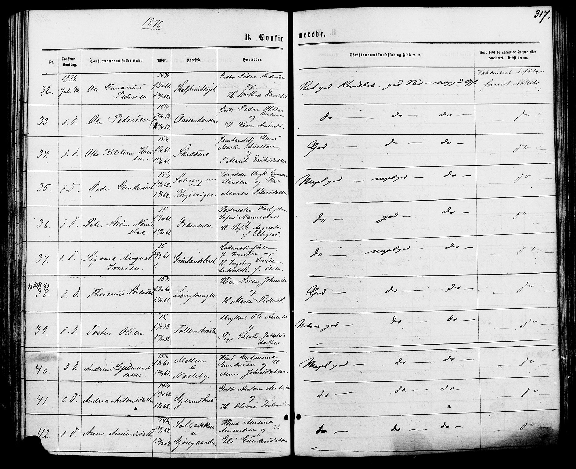 Vinger prestekontor, AV/SAH-PREST-024/H/Ha/Haa/L0012: Parish register (official) no. 12, 1871-1880, p. 317