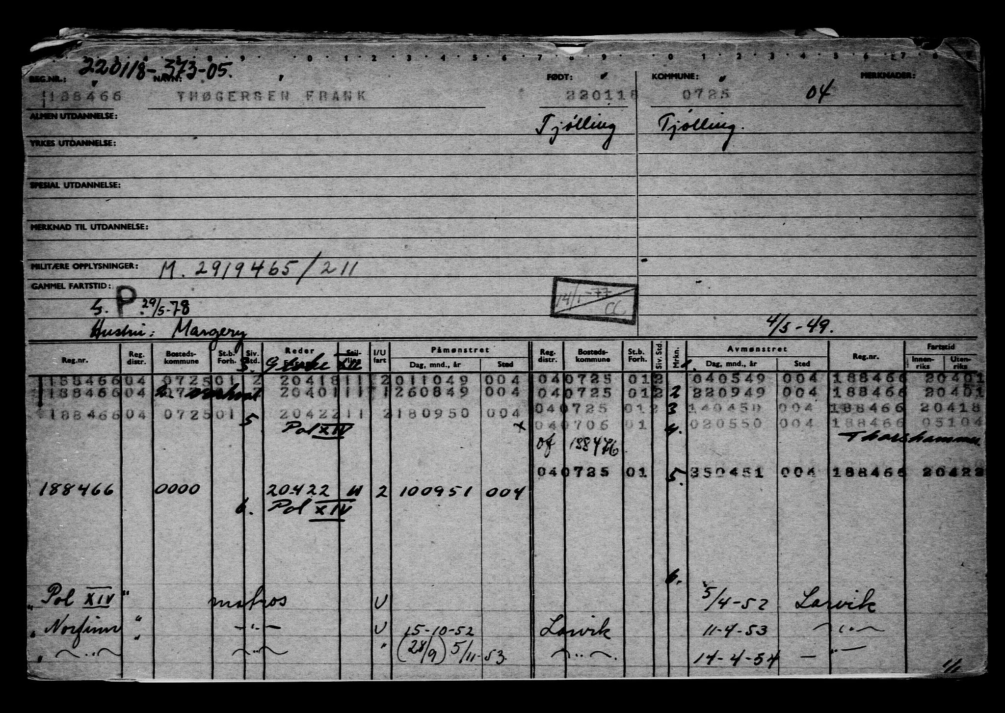 Direktoratet for sjømenn, AV/RA-S-3545/G/Gb/L0155: Hovedkort, 1918, p. 65