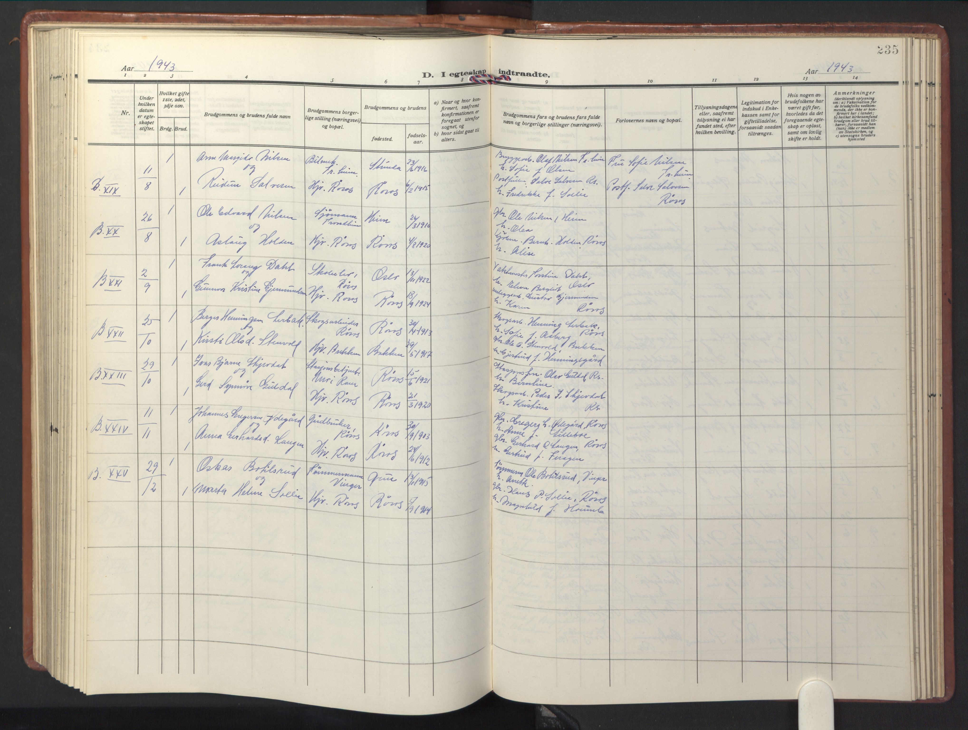 Ministerialprotokoller, klokkerbøker og fødselsregistre - Sør-Trøndelag, AV/SAT-A-1456/681/L0943: Parish register (copy) no. 681C07, 1926-1954, p. 235