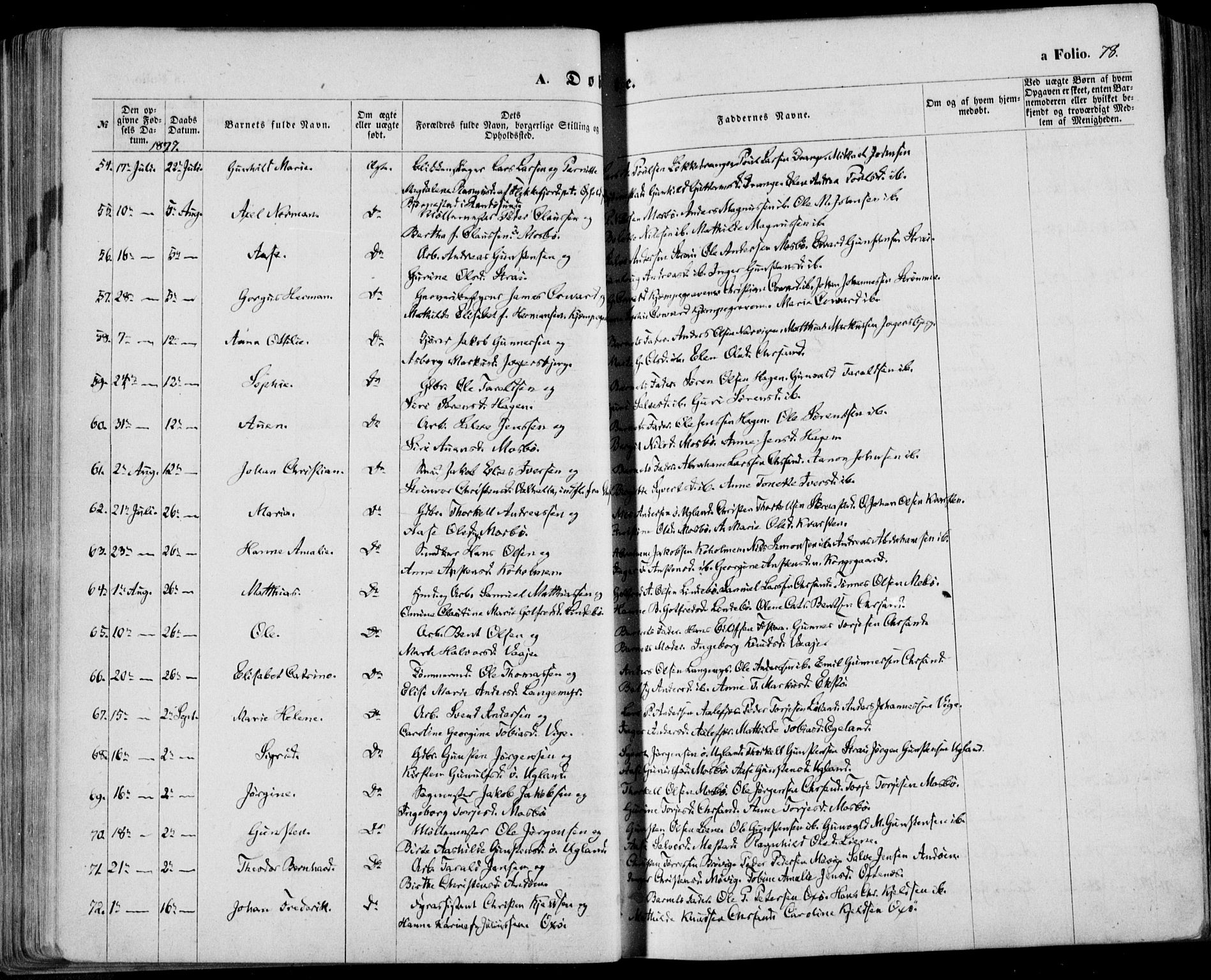 Oddernes sokneprestkontor, AV/SAK-1111-0033/F/Fa/Faa/L0008: Parish register (official) no. A 8, 1864-1880, p. 78