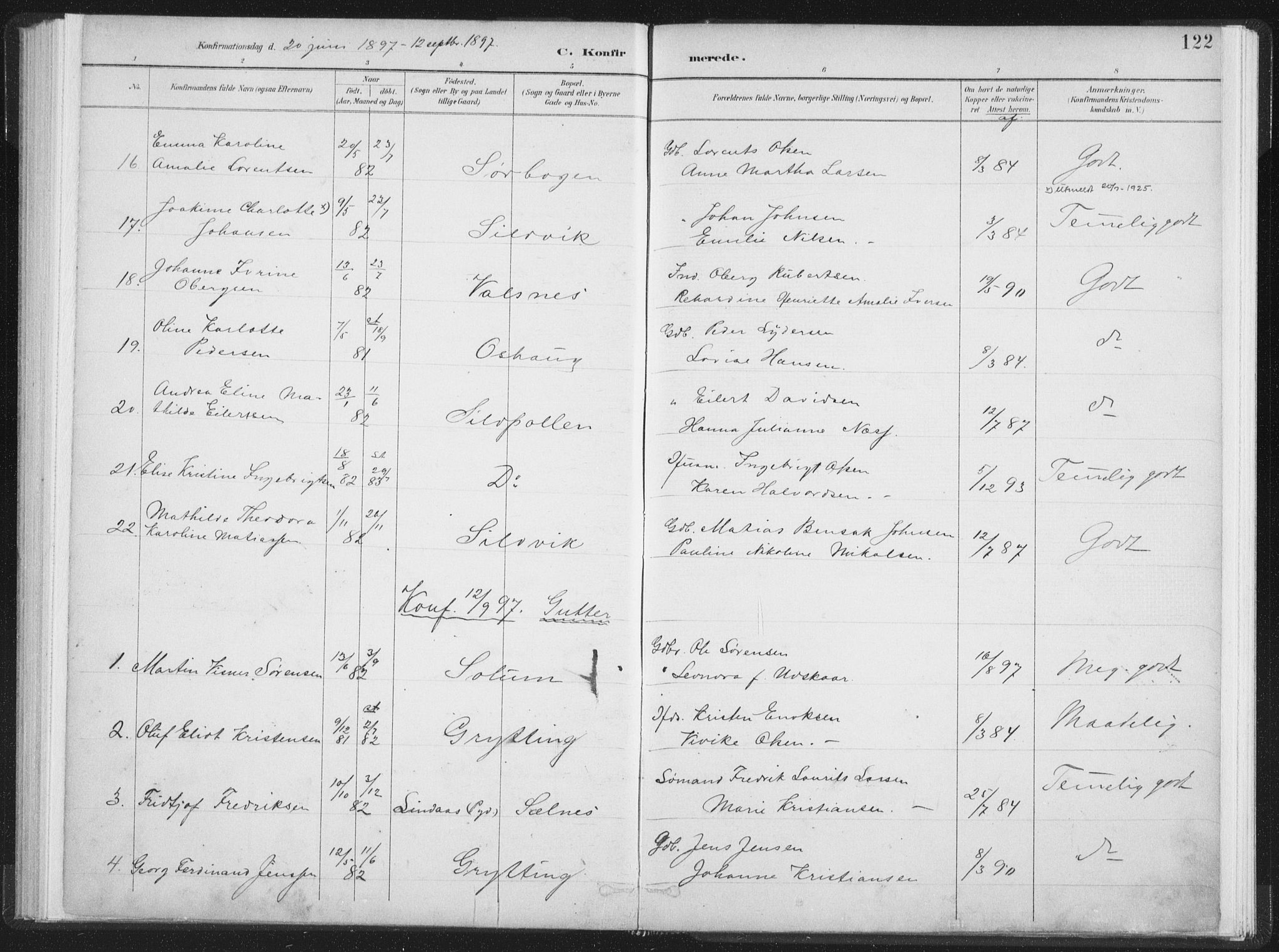 Ministerialprotokoller, klokkerbøker og fødselsregistre - Nordland, SAT/A-1459/890/L1286: Parish register (official) no. 890A01, 1882-1902, p. 122
