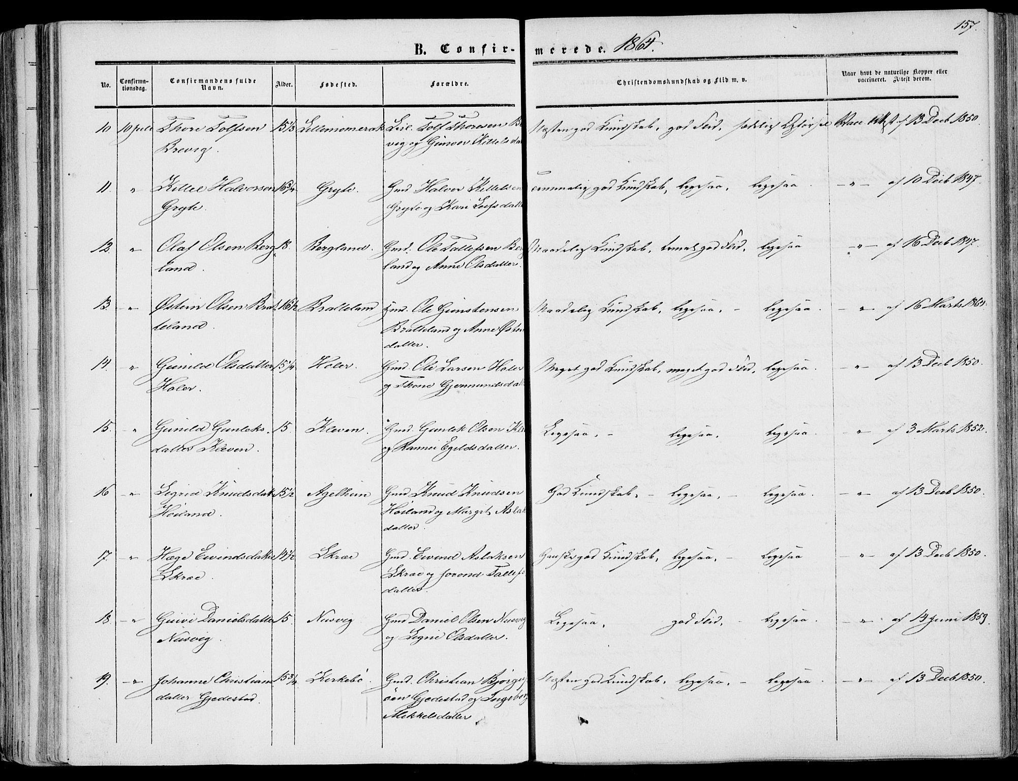 Fyresdal kirkebøker, SAKO/A-263/F/Fa/L0005: Parish register (official) no. I 5, 1855-1871, p. 157
