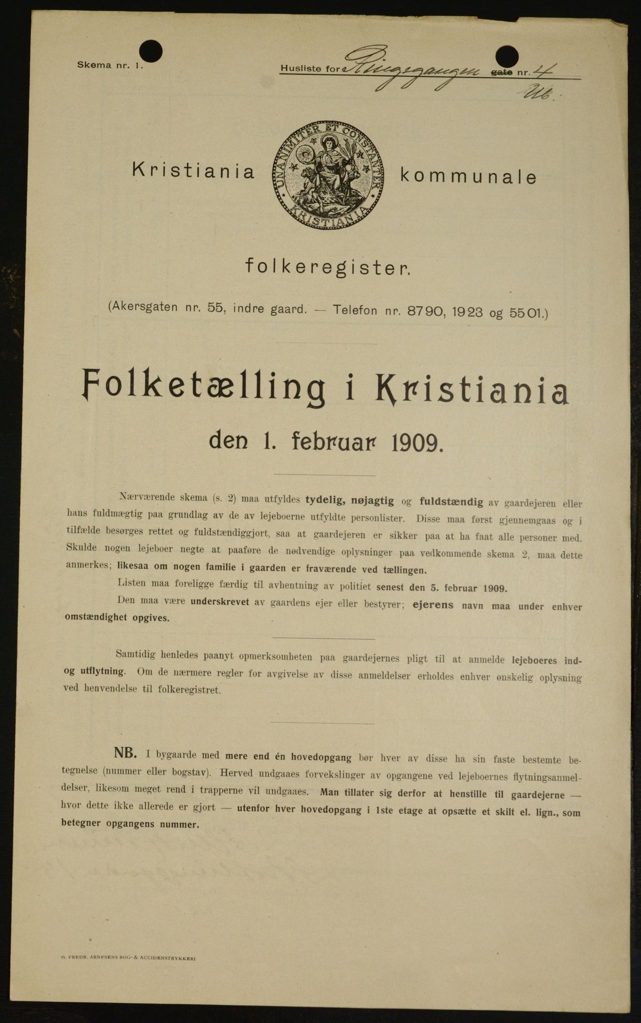 OBA, Municipal Census 1909 for Kristiania, 1909, p. 75409