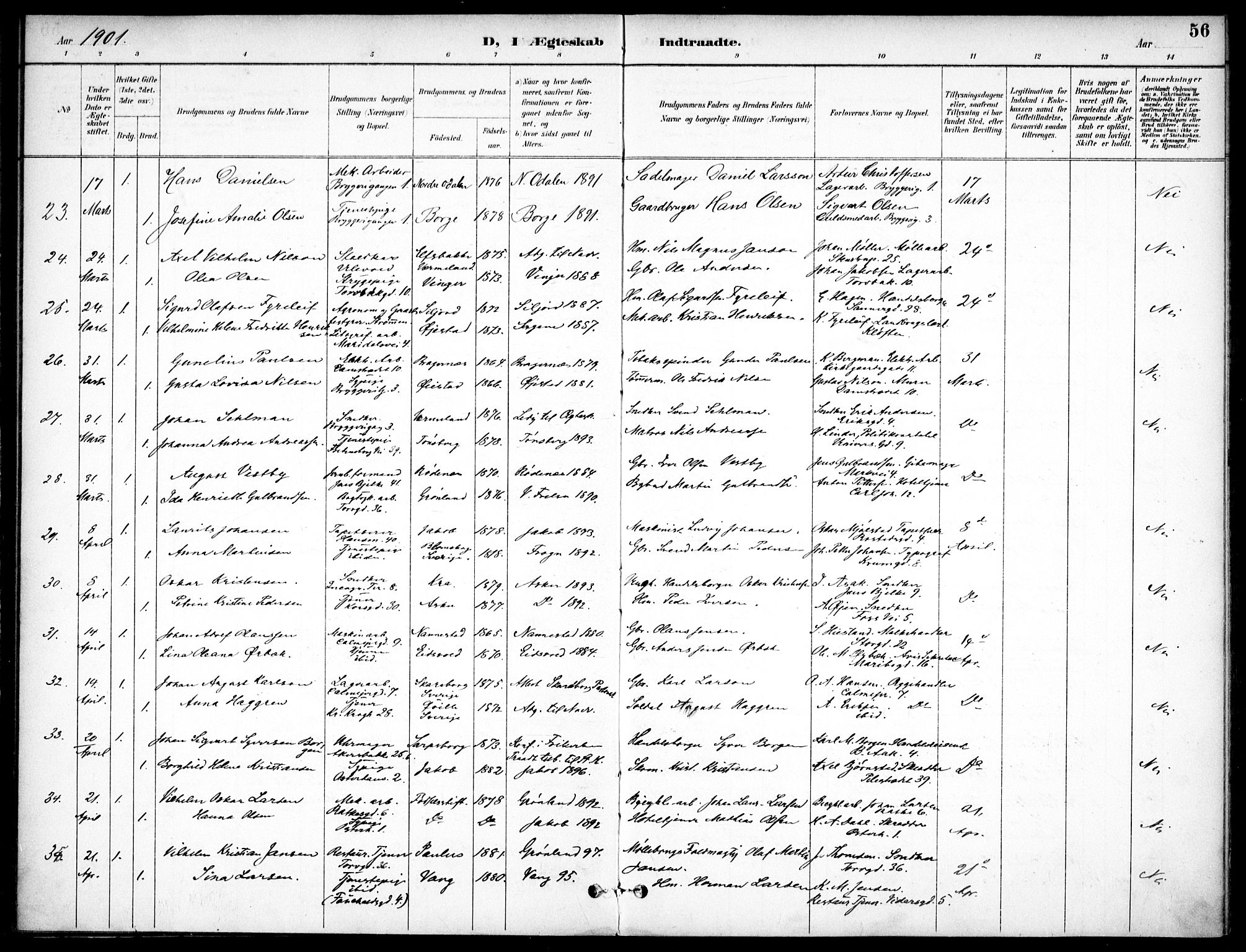 Jakob prestekontor Kirkebøker, SAO/A-10850/F/Fa/L0006: Parish register (official) no. 6, 1895-1908, p. 56