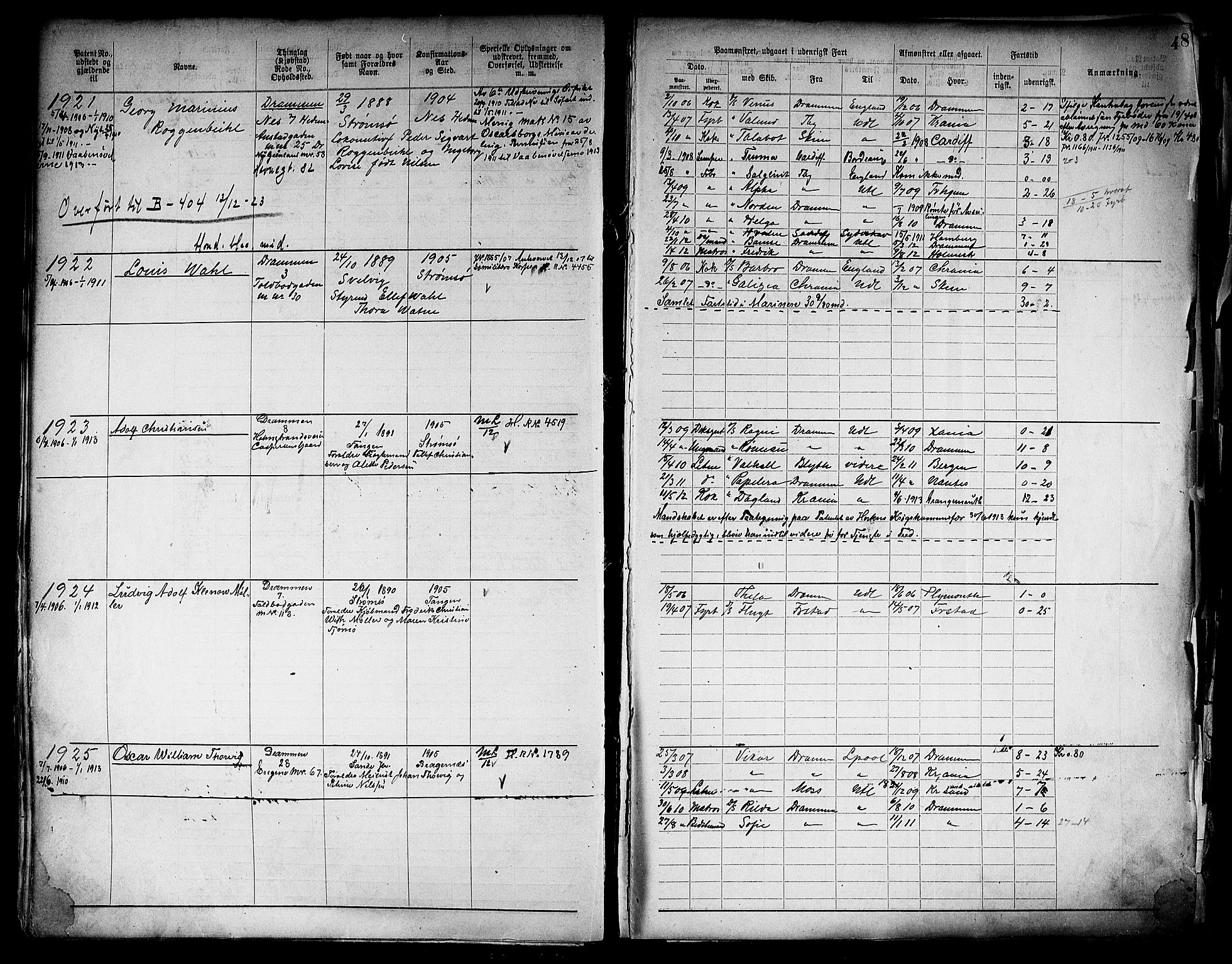 Drammen innrulleringsdistrikt, SAKO/A-781/F/Fb/L0006: Annotasjonsrulle, 1905-1911, p. 50