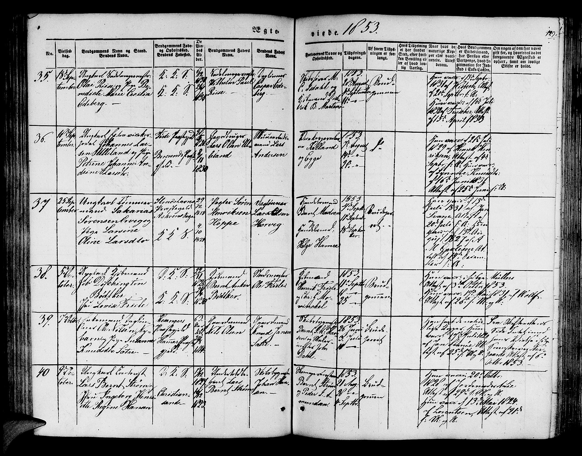 Korskirken sokneprestembete, AV/SAB-A-76101/H/Hab: Parish register (copy) no. D 1, 1840-1867, p. 129