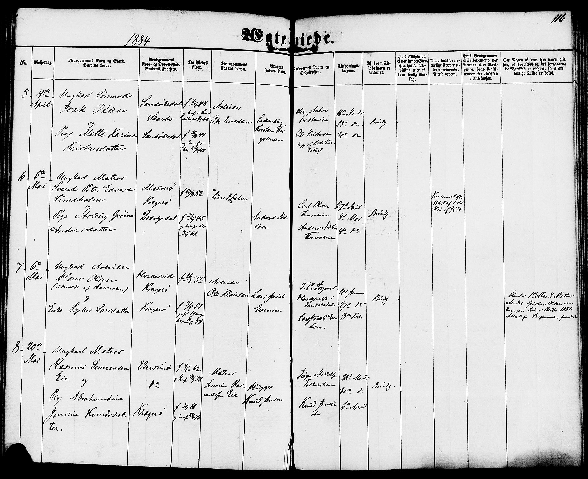 Kragerø kirkebøker, SAKO/A-278/F/Fa/L0009: Parish register (official) no. 9, 1861-1886, p. 116
