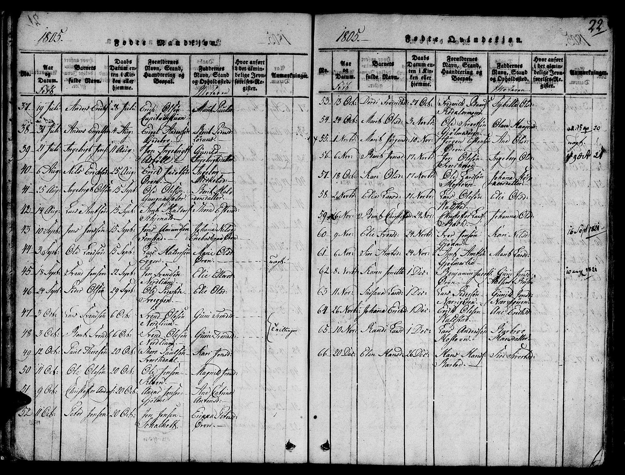 Ministerialprotokoller, klokkerbøker og fødselsregistre - Sør-Trøndelag, AV/SAT-A-1456/668/L0803: Parish register (official) no. 668A03, 1800-1826, p. 22