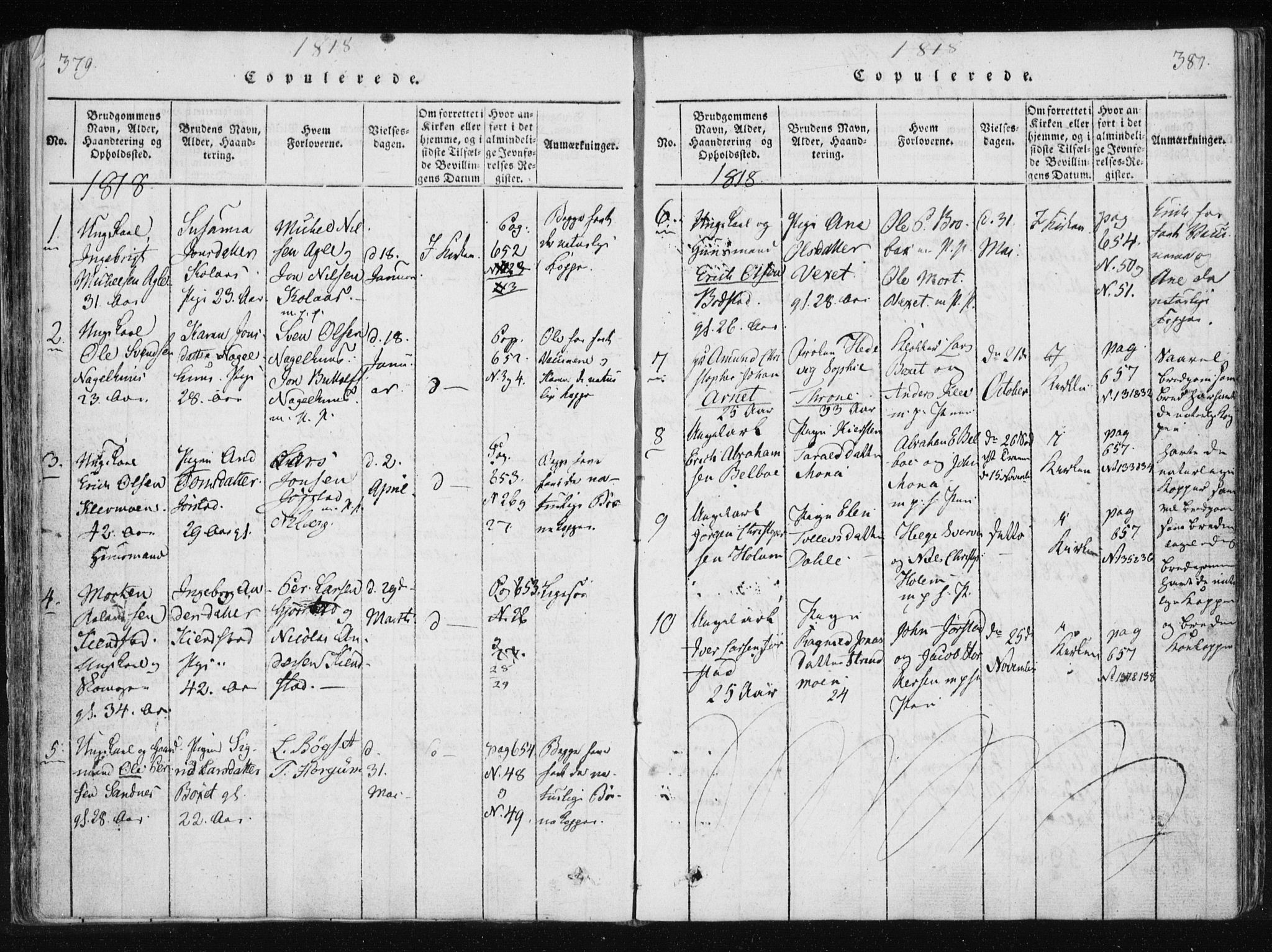 Ministerialprotokoller, klokkerbøker og fødselsregistre - Nord-Trøndelag, SAT/A-1458/749/L0469: Parish register (official) no. 749A03, 1817-1857, p. 379-380